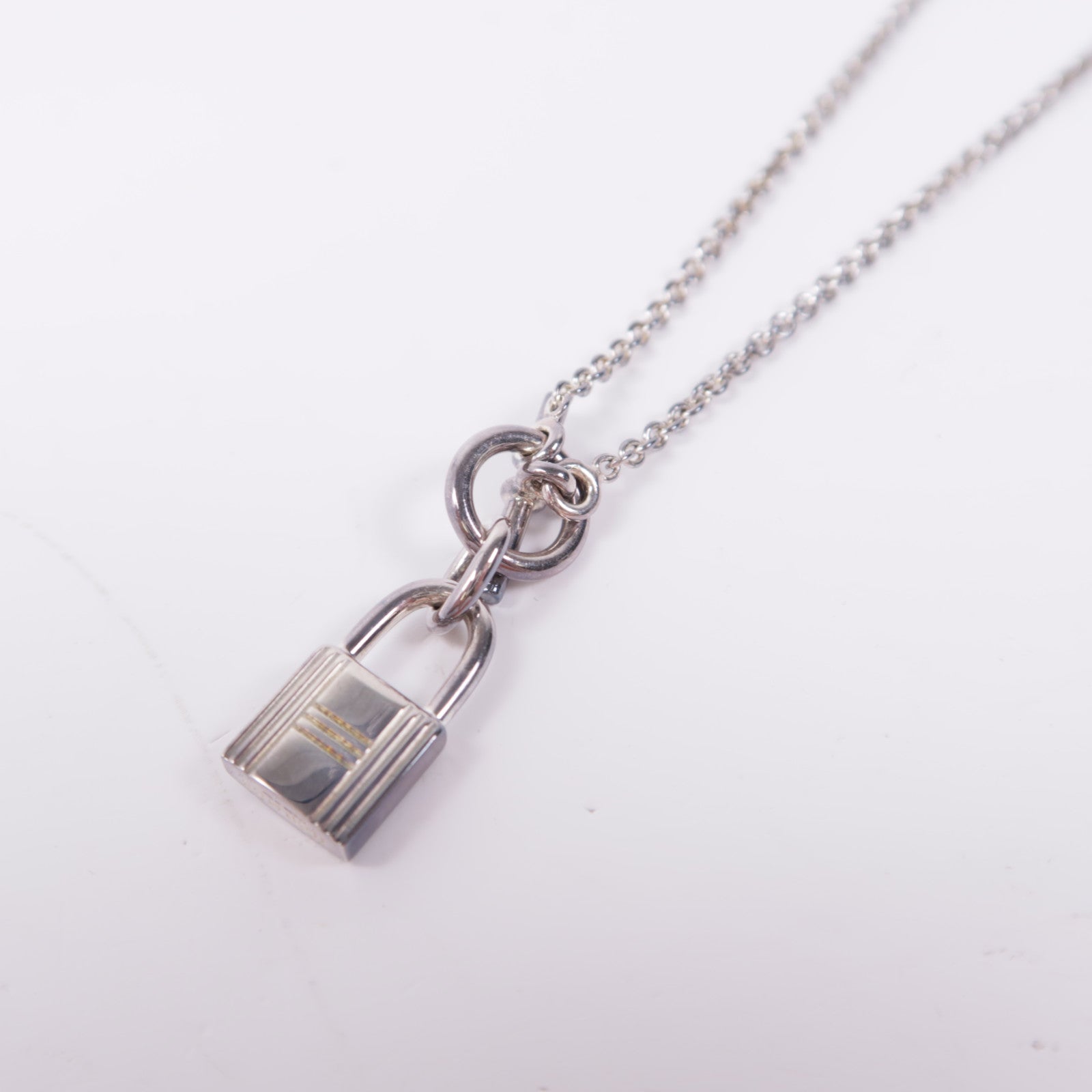 HERMES Kelly Cadenas Pendant Necklace Silver 925