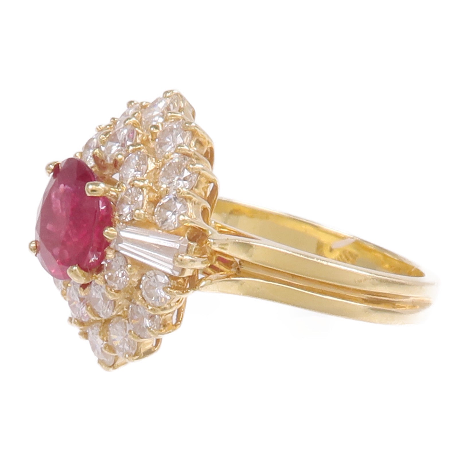 JEWELRY 【激減優惠】18K黃金Ruby Diamond Ring紅寶石/鑽石戒指US#5