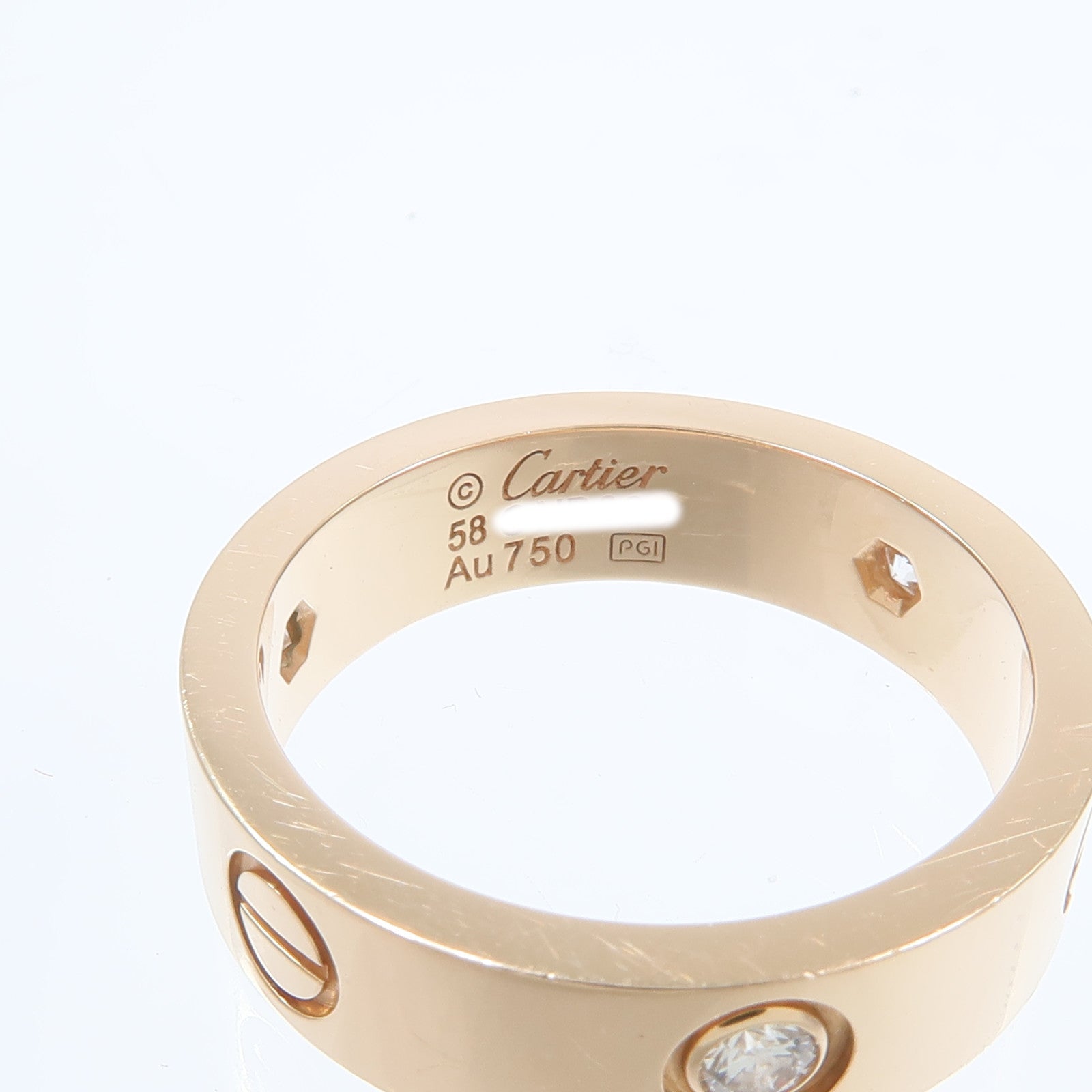 CARTIER 18K玫瑰金Love Ring 3P鑽石戒指