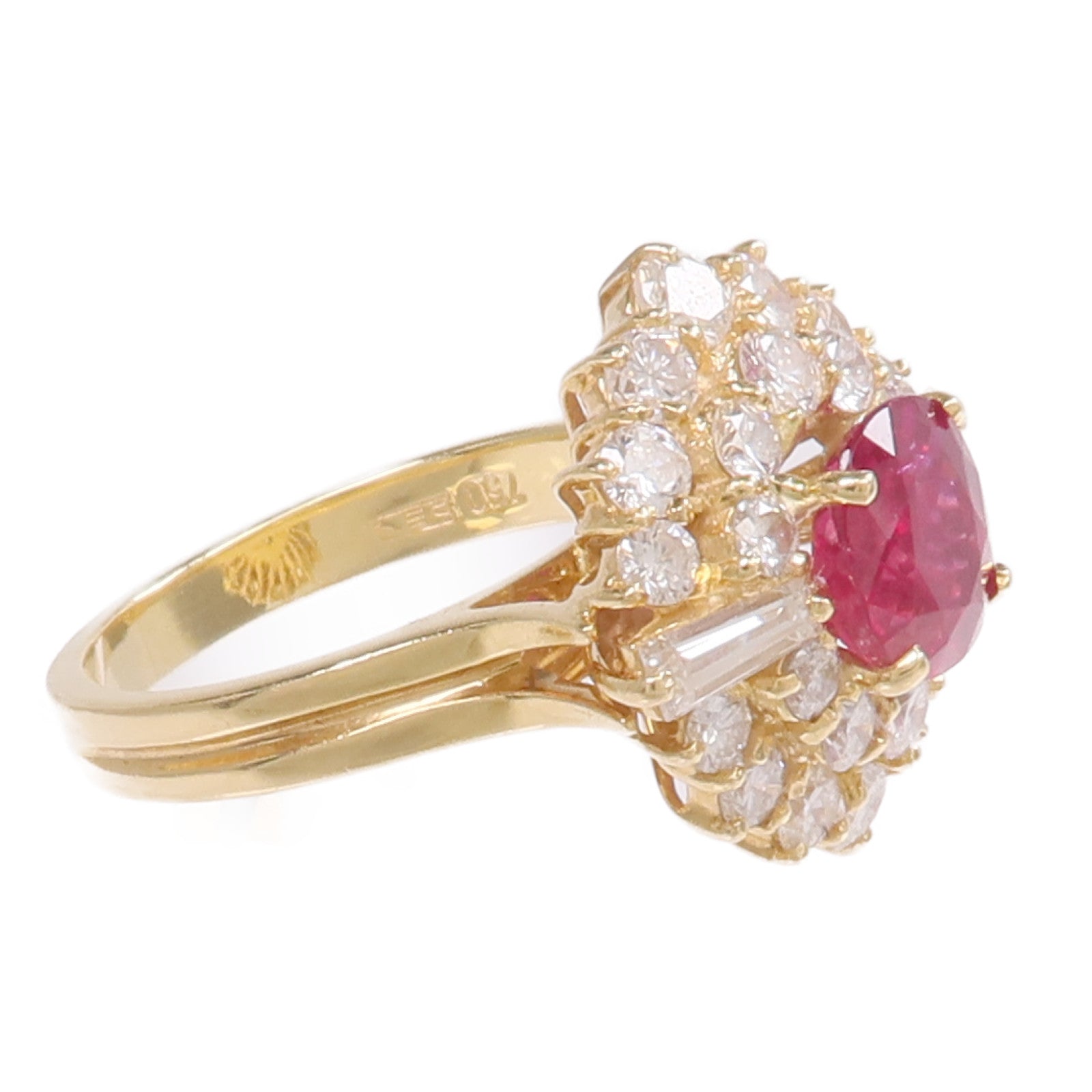 JEWELRY 【激減優惠】18K黃金Ruby Diamond Ring紅寶石/鑽石戒指US#5