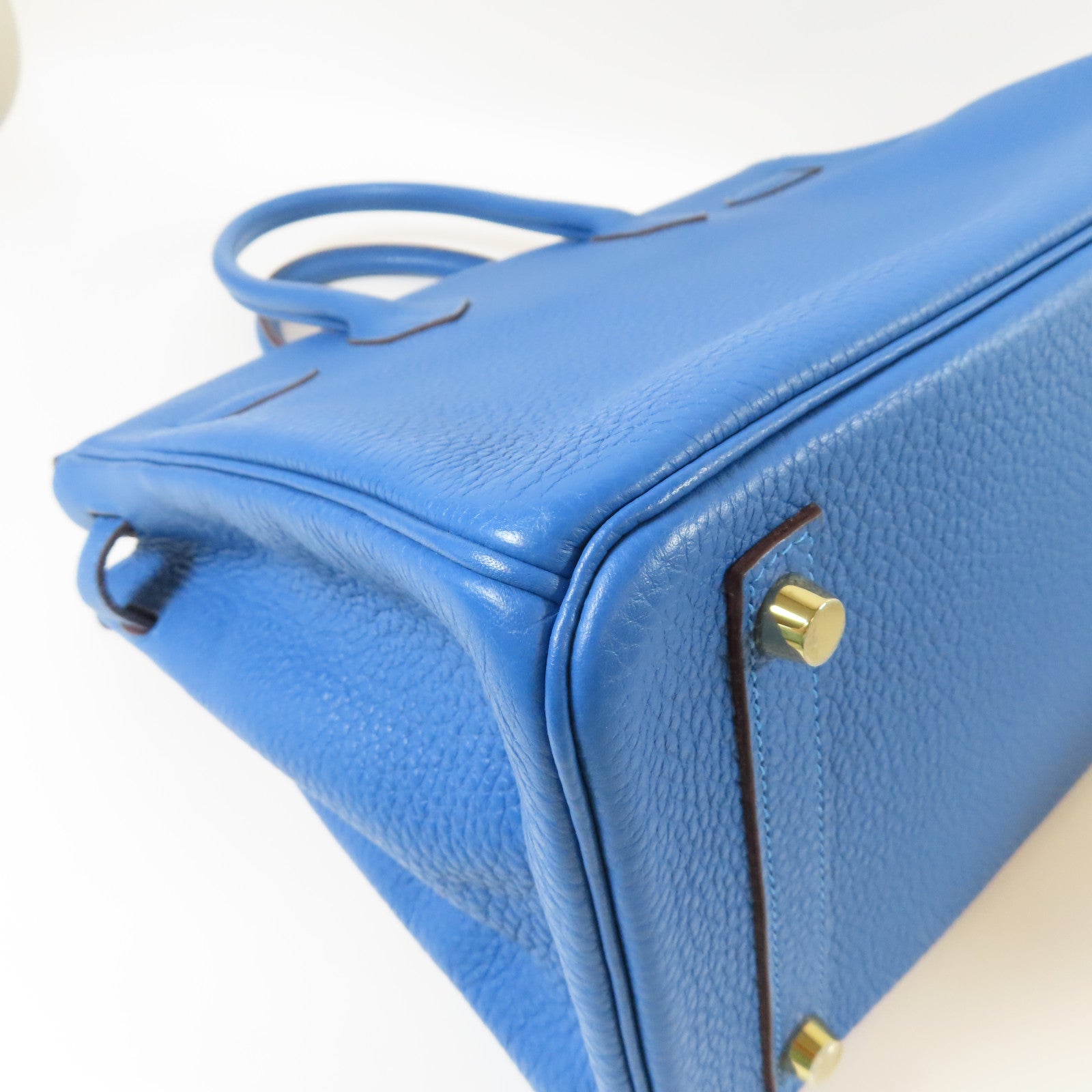 HERMES Clemence皮革Birkin 30金扣手挽袋土耳其藍色