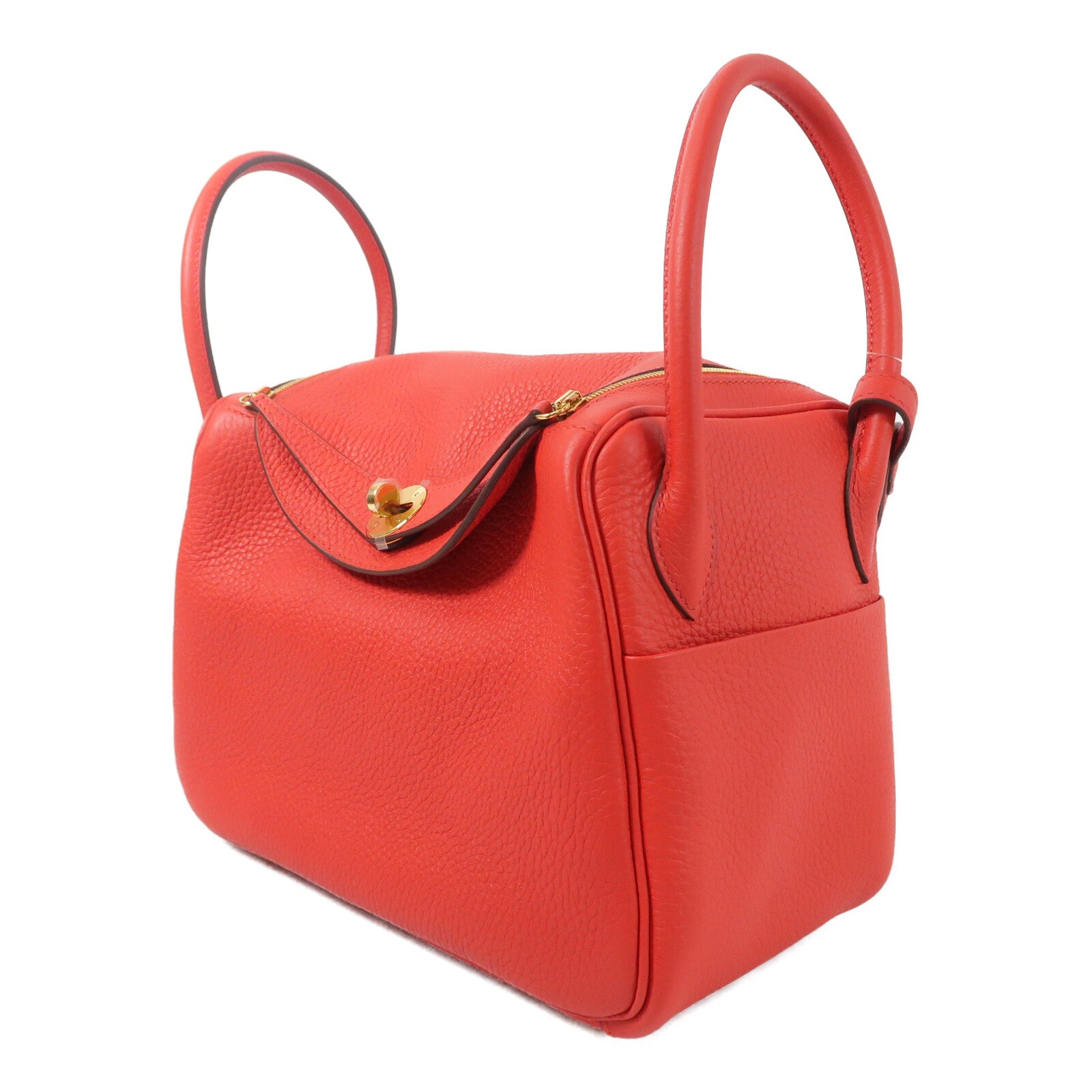 HERMES Clemence皮革Lindy 26手挽肩背兩用袋Rouge de Coeur