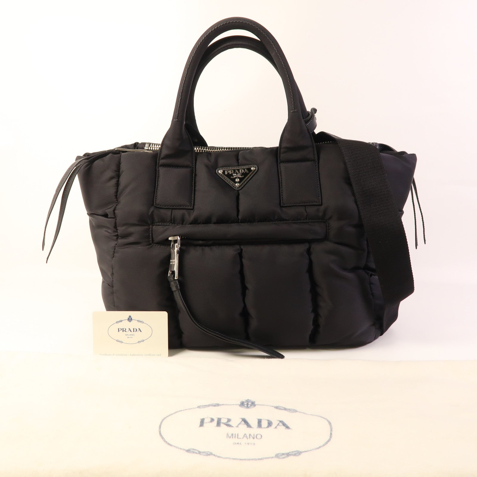 PRADA 尼龍2 Way Shoulder銀扣手挽肩背兩用袋