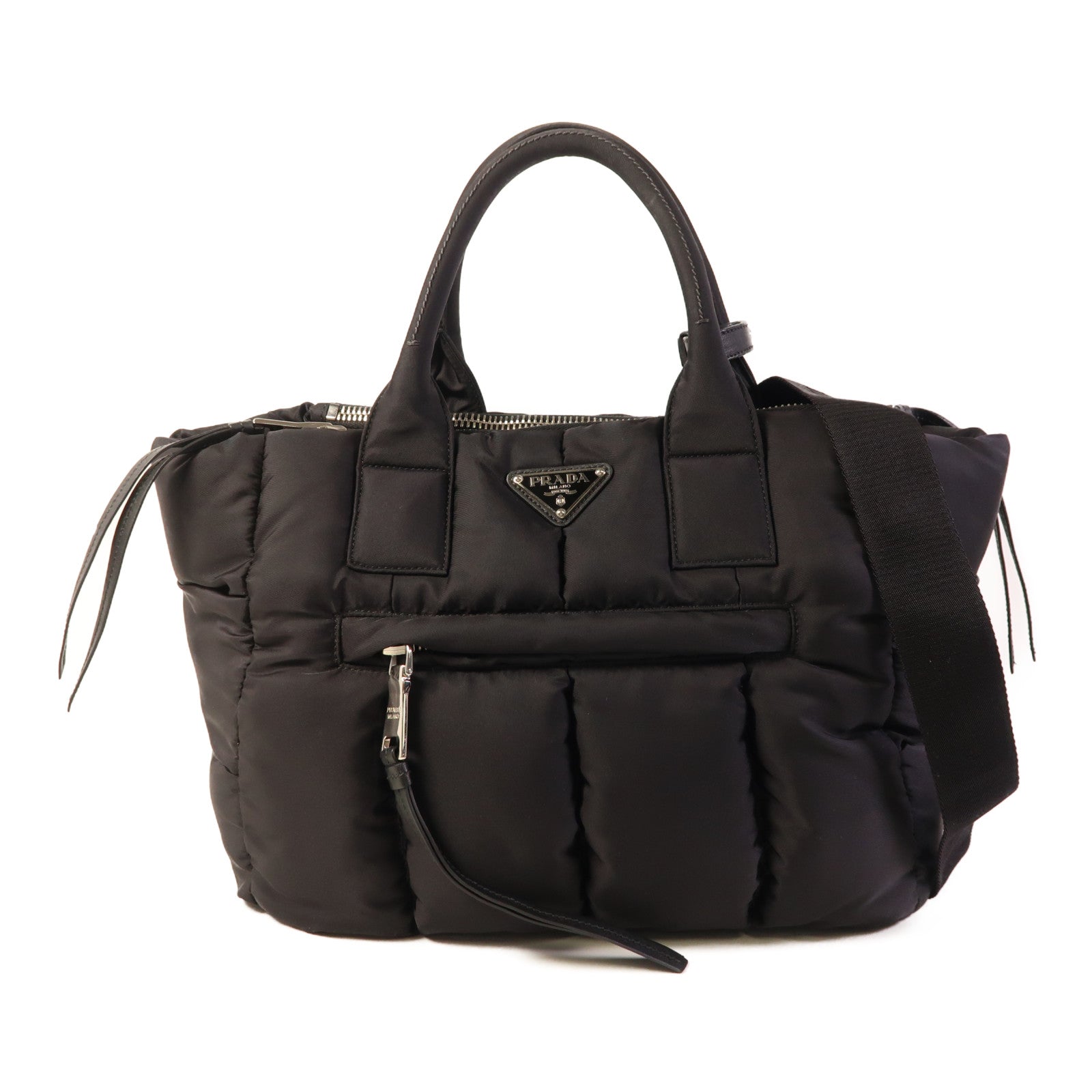 PRADA 尼龍2 Way Shoulder銀扣手挽肩背兩用袋