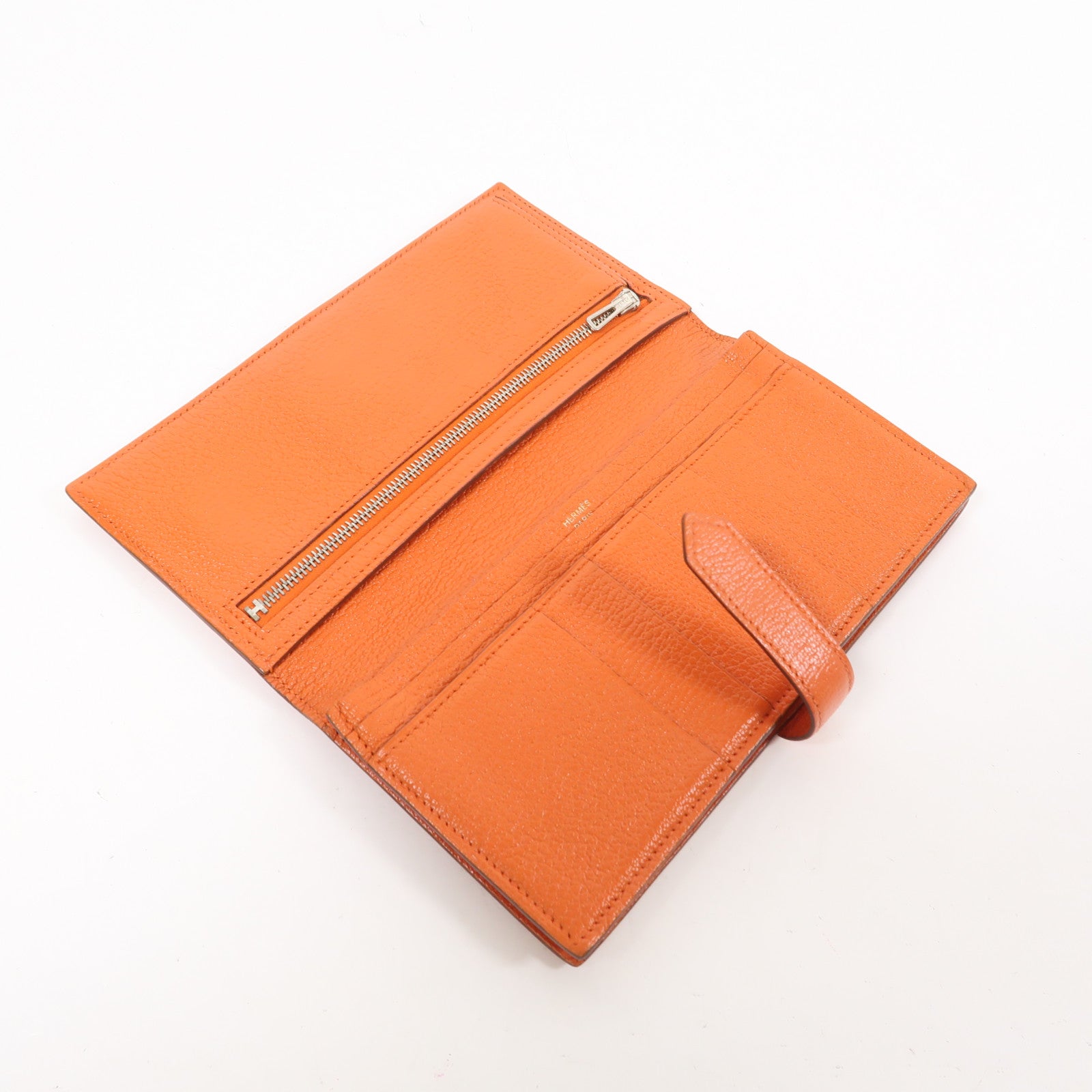 HERMES Chevre皮革Bean Long Wallet銀扣長錢包