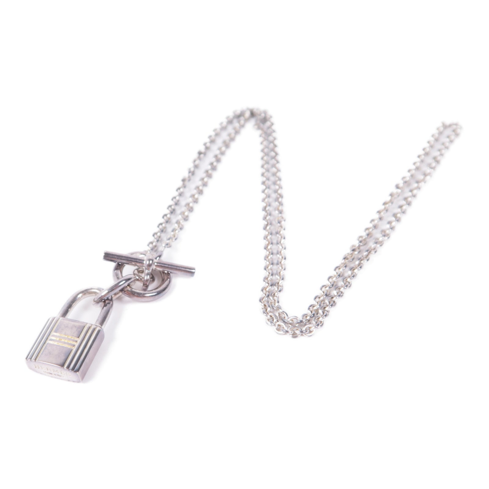 HERMES Kelly Cadenas Pendant Necklace Silver 925
