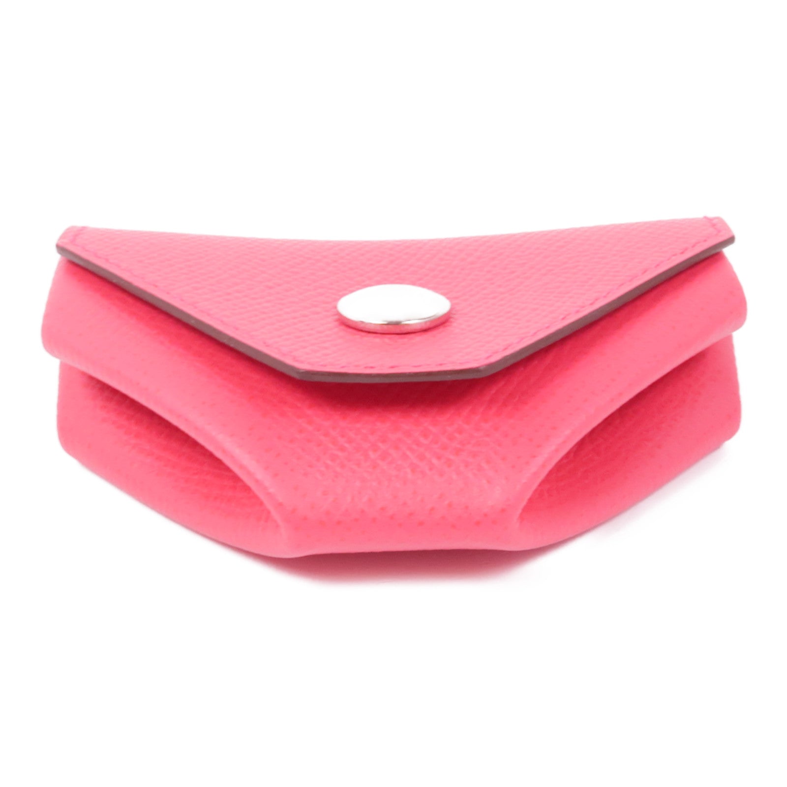 HERMES PHW Coin Case Calfskin Leather Red