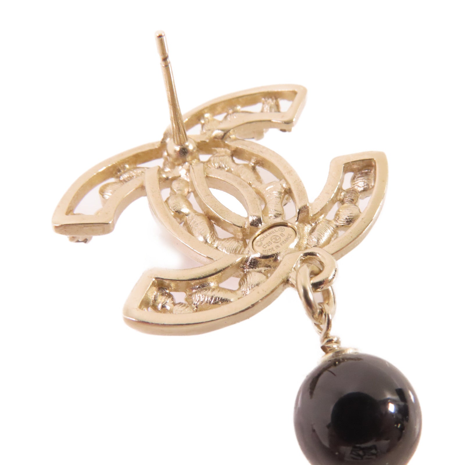 CHANEL 金屬/仿珍珠/水鑽CC Earrings金扣耳環金色/黑色/粉紅色