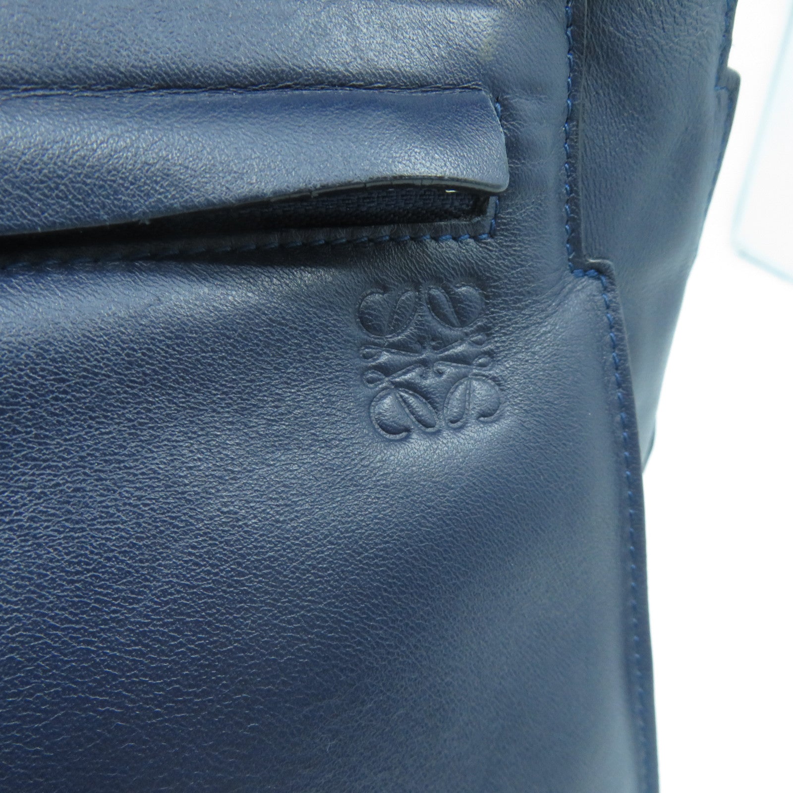 LOEWE 【激減優惠】牛皮皮革Shoulder Bag銀扣肩背袋深藍色