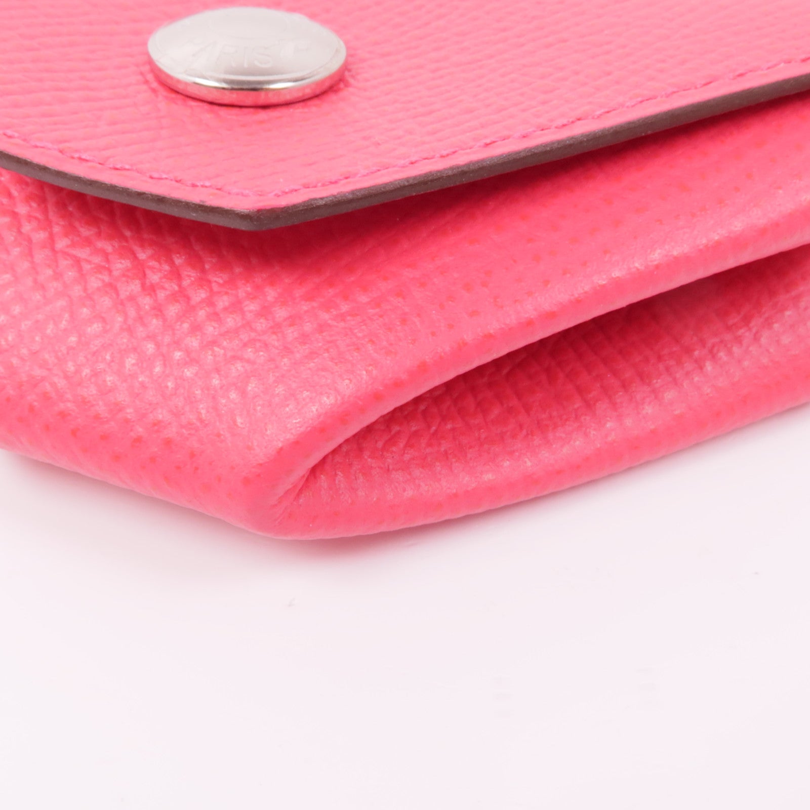 HERMES PHW Coin Case Calfskin Leather Red