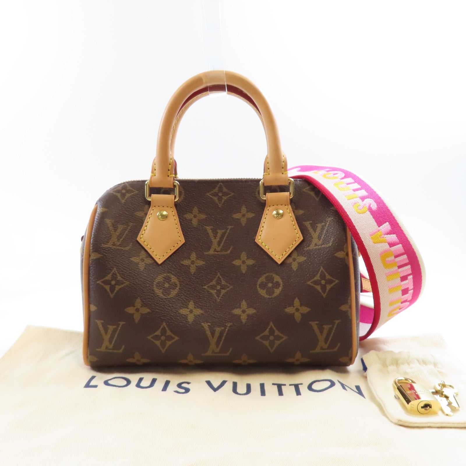 LOUIS VUITTON Monogram Speedy Bandouliere 20金扣手挽肩背兩用袋棕色