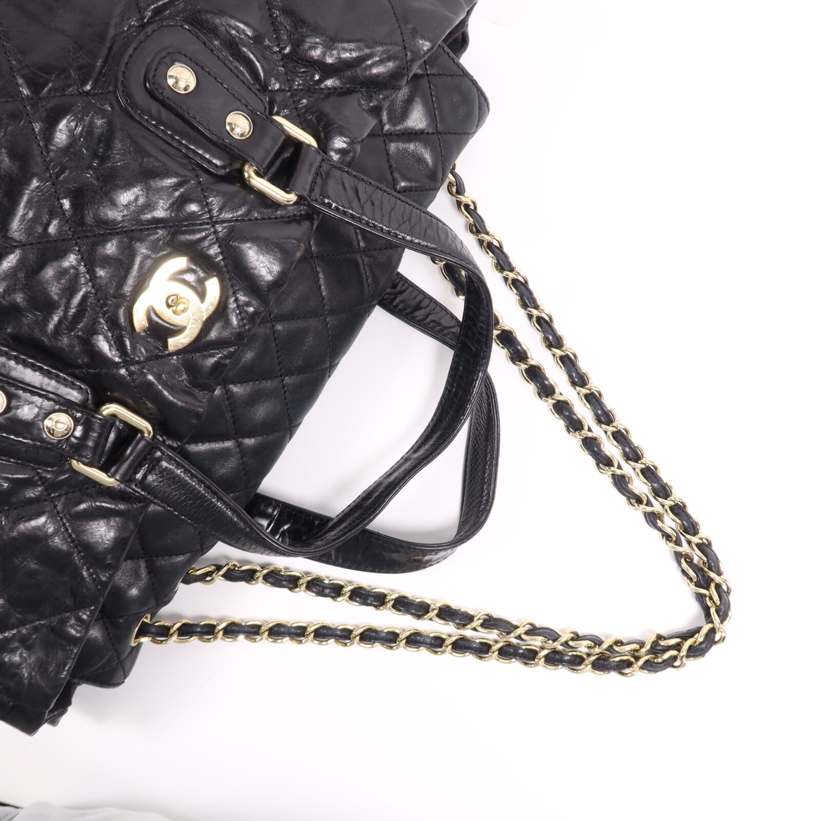 CHANEL 牛皮皮革Tote Bag金扣鏈帶肩背袋