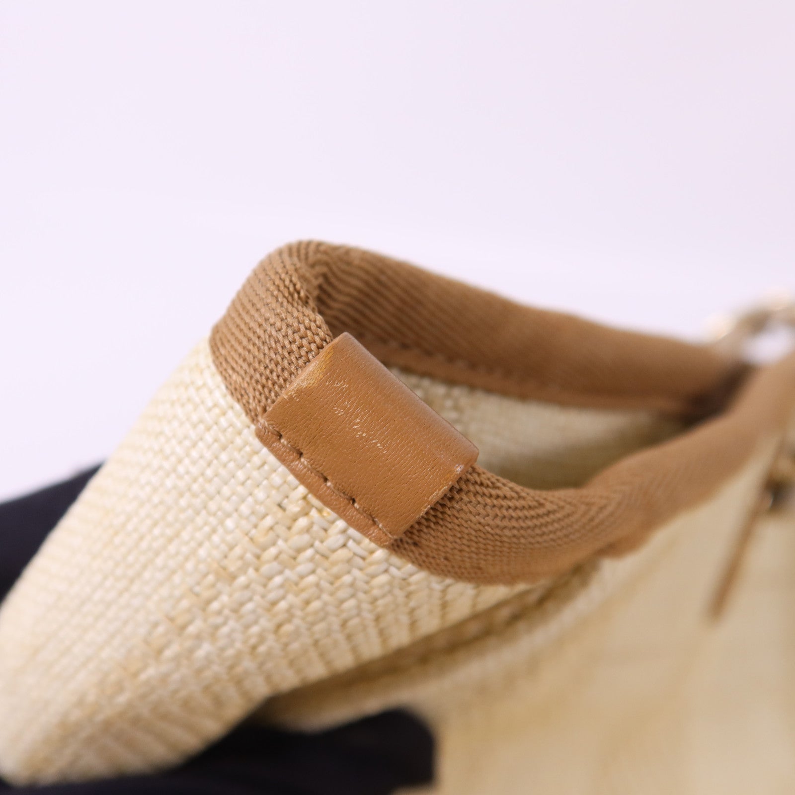 CHANEL 纖維Deauville Tote Bag金扣鏈帶肩背袋