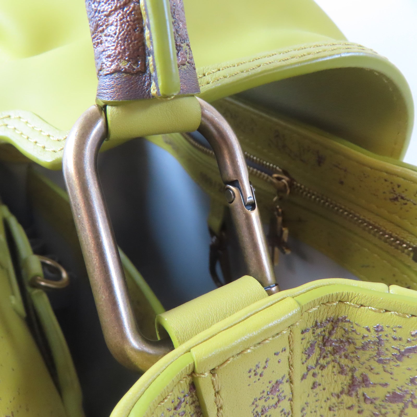 LOUIS VUITTON 【激減優惠】牛皮皮革Kennedy Yanko Artycapucines MM銅扣/金扣手挽肩背兩用袋黃色