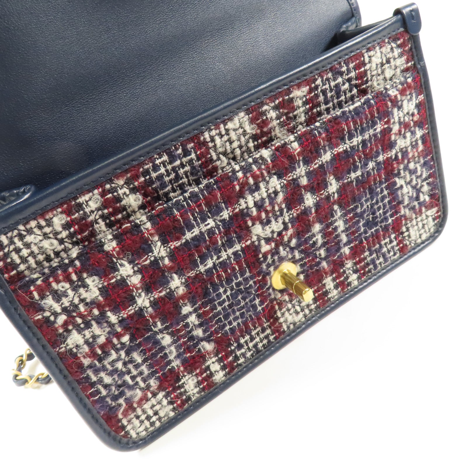 CHANEL 【激減優惠】斜紋軟呢Small Flap Bag Top Handle金扣手挽肩背兩用袋