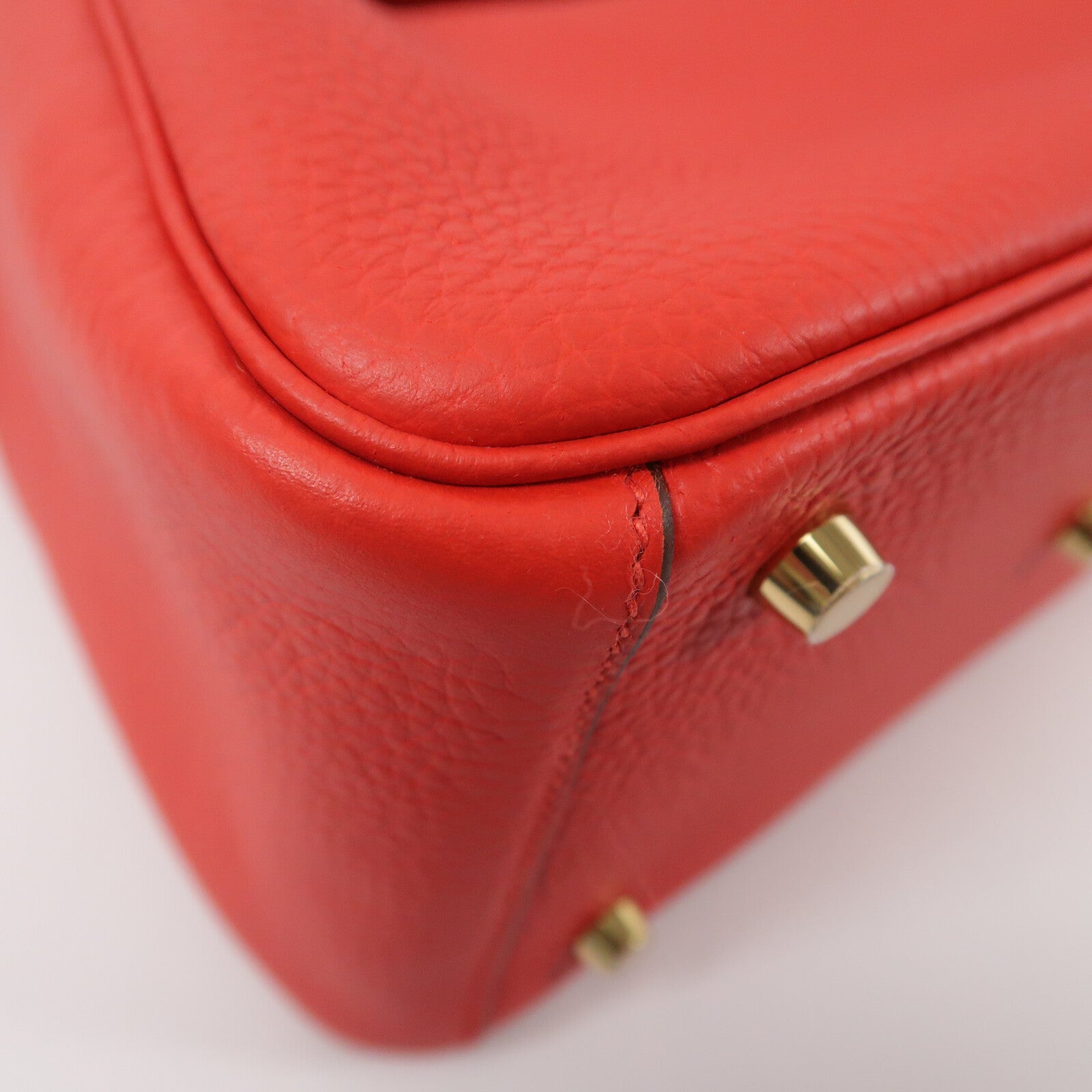 HERMES Clemence皮革Lindy 26手挽肩背兩用袋Rouge de Coeur