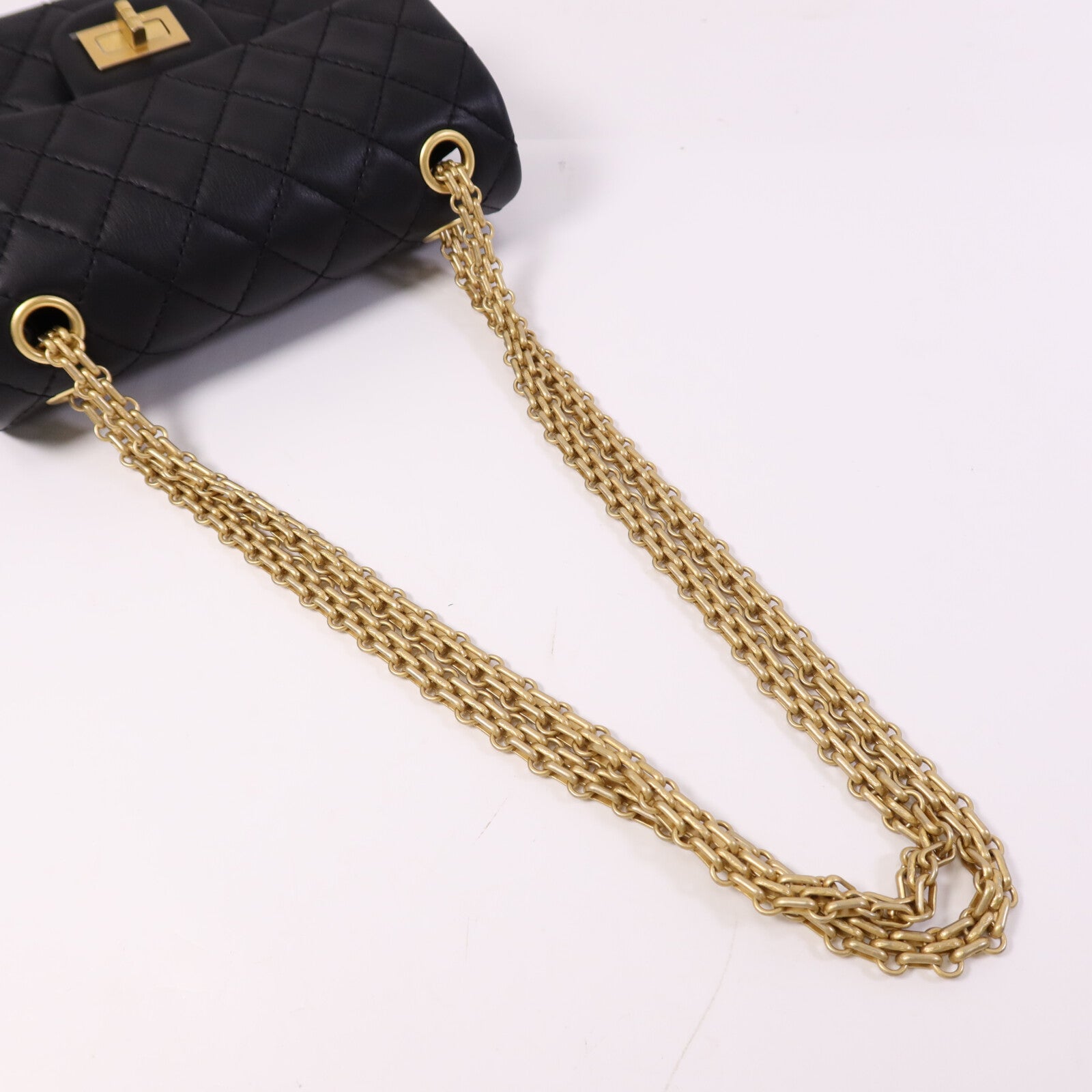 CHANEL 牛皮皮革Mini 2.55金扣鏈帶肩背袋