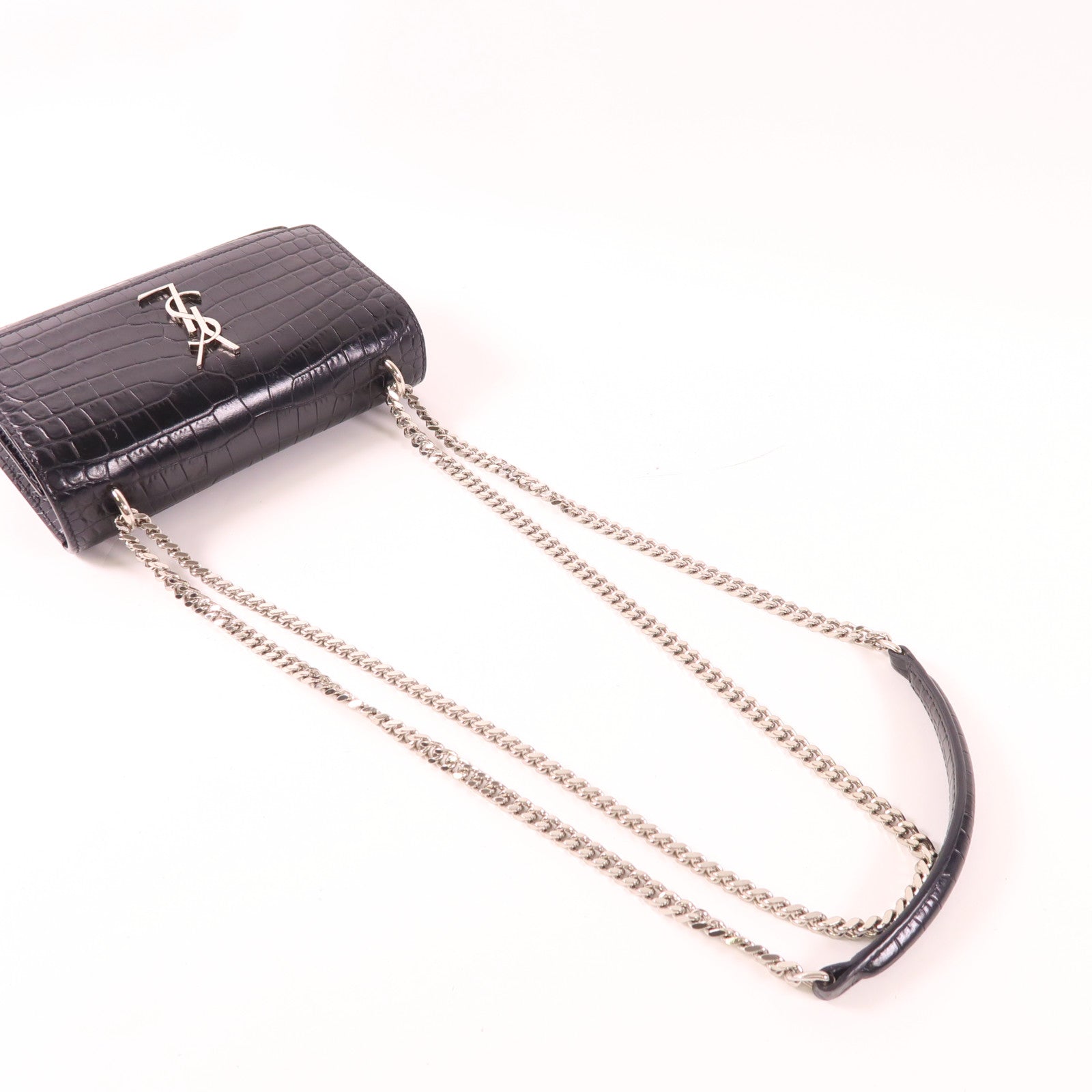 SAINT LAURENT 牛皮皮革Sunset Mini銀扣鏈帶肩背袋