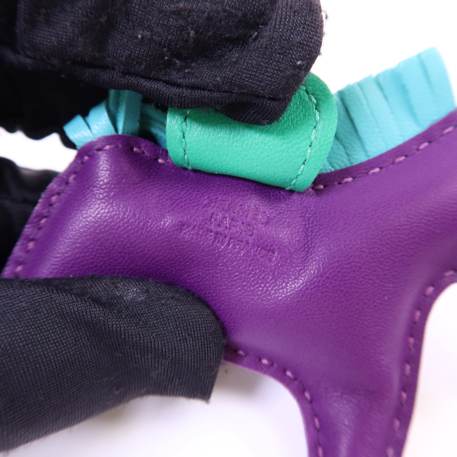 HERMES Milo皮革Rodeo PM掛飾Violet