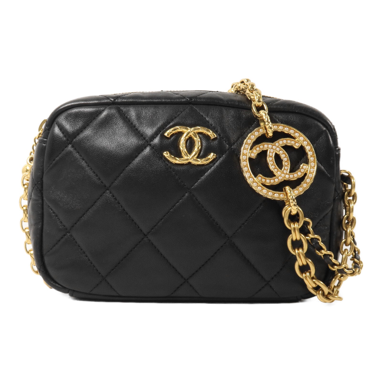 CHANEL 牛皮皮革Camera Bag鏈帶肩背袋