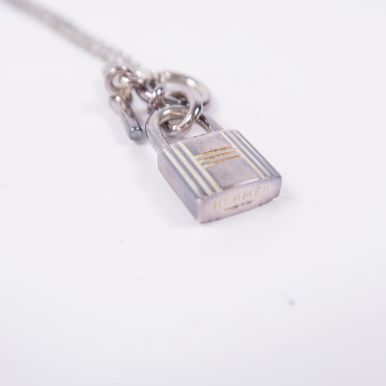 HERMES Kelly Cadenas Pendant Necklace Silver 925