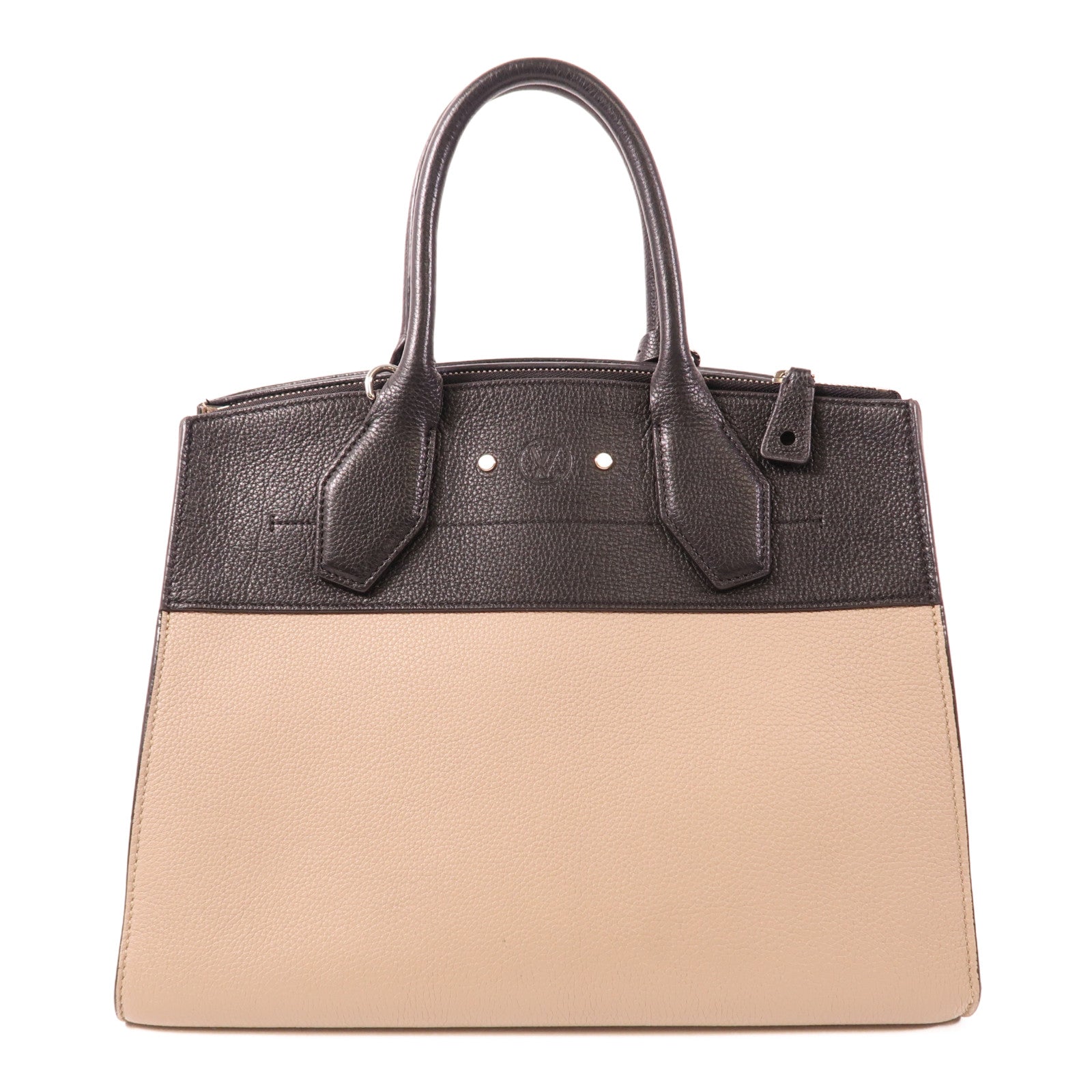 LOUIS VUITTON Taurillon City Steamer MM銀扣手挽肩背兩用袋