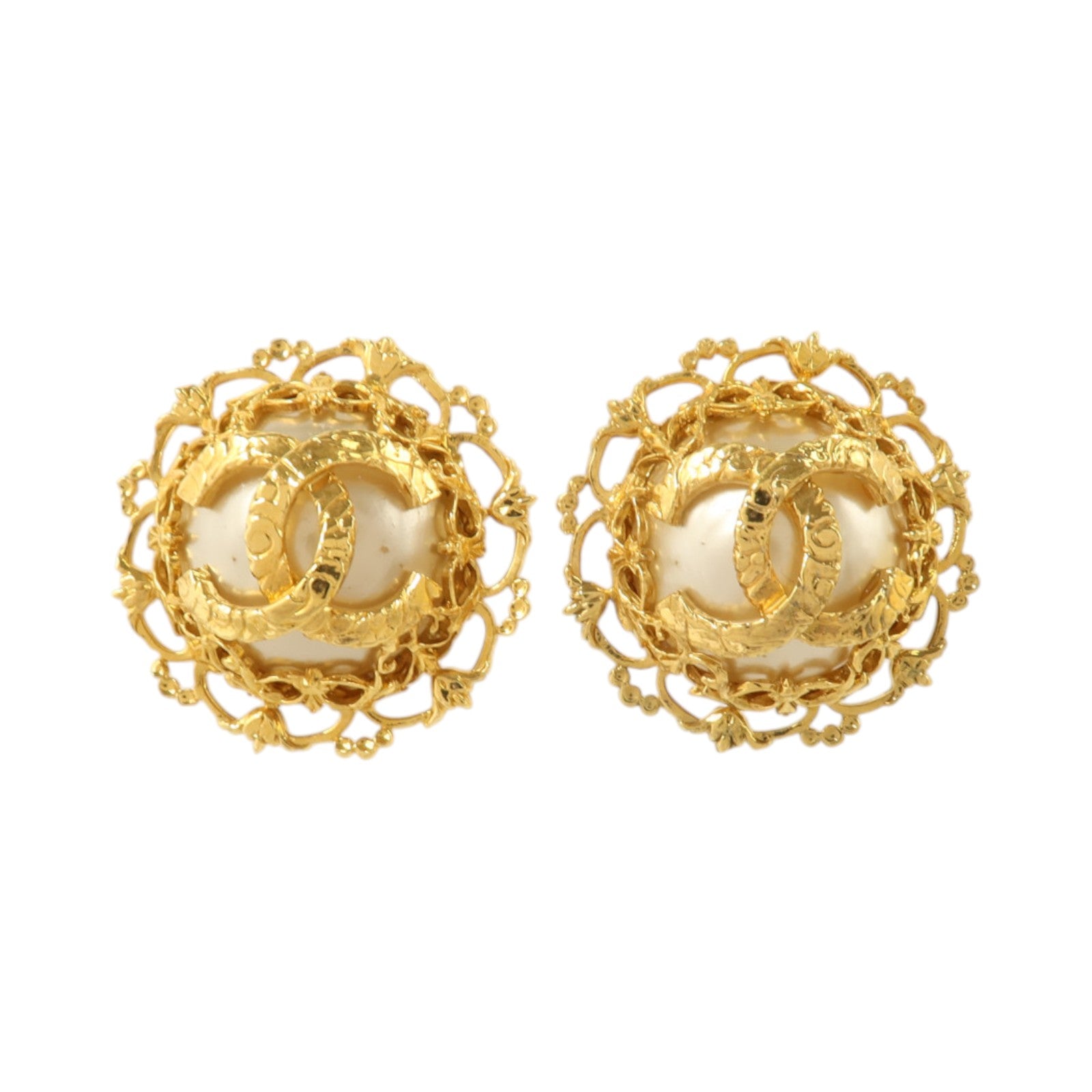 CHANEL 金屬/PVC Earrings金扣耳環