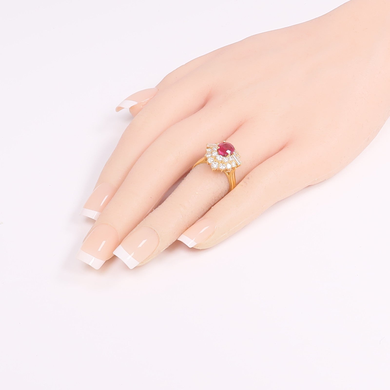 JEWELRY 【激減優惠】18K黃金Ruby Diamond Ring紅寶石/鑽石戒指US#5