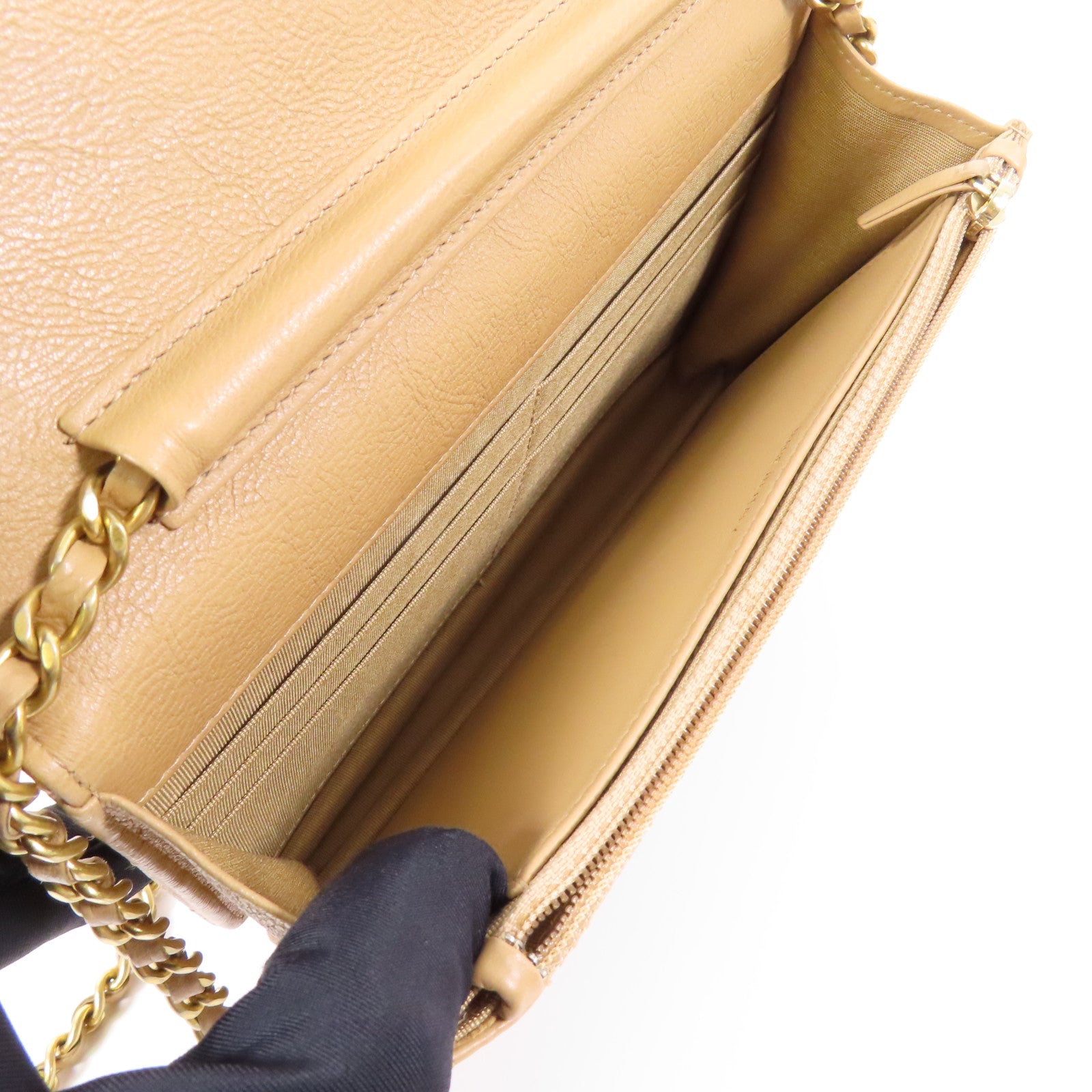 CHANEL 牛皮皮革Wallet On Chain金扣鏈帶肩背袋