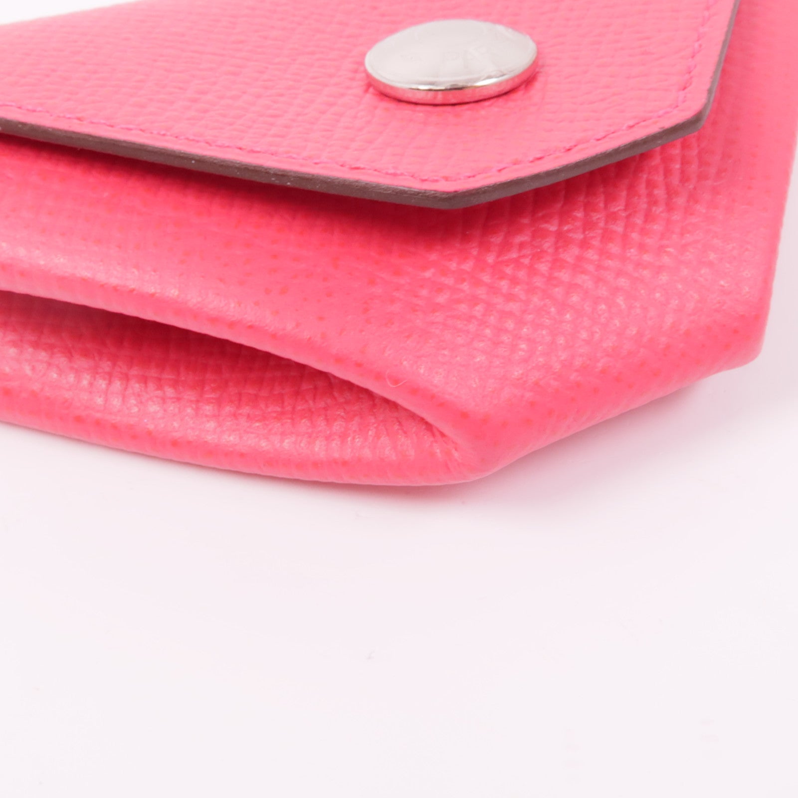 HERMES PHW Coin Case Calfskin Leather Red