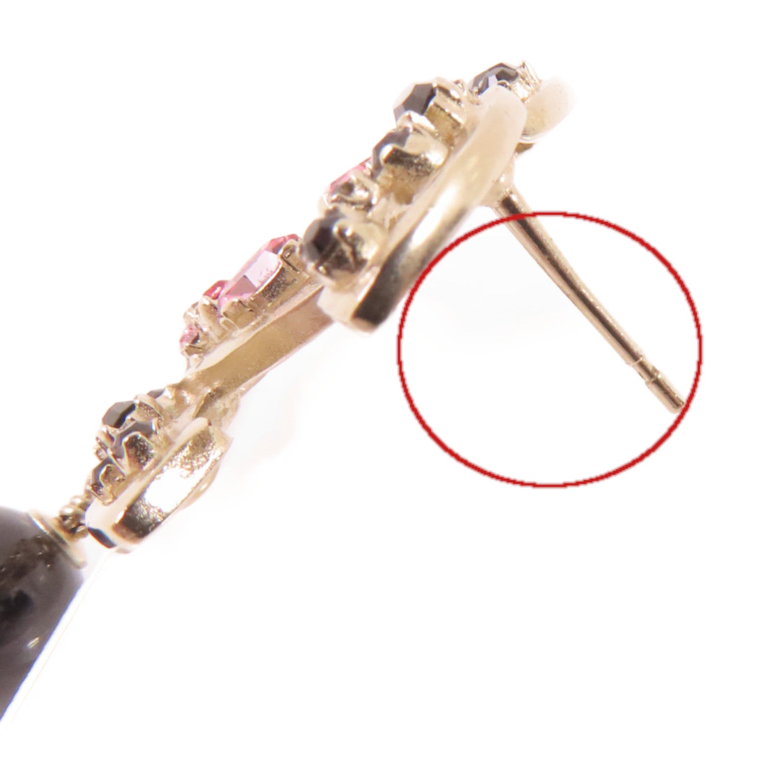 CHANEL 金屬/仿珍珠/水鑽CC Earrings金扣耳環金色/黑色/粉紅色