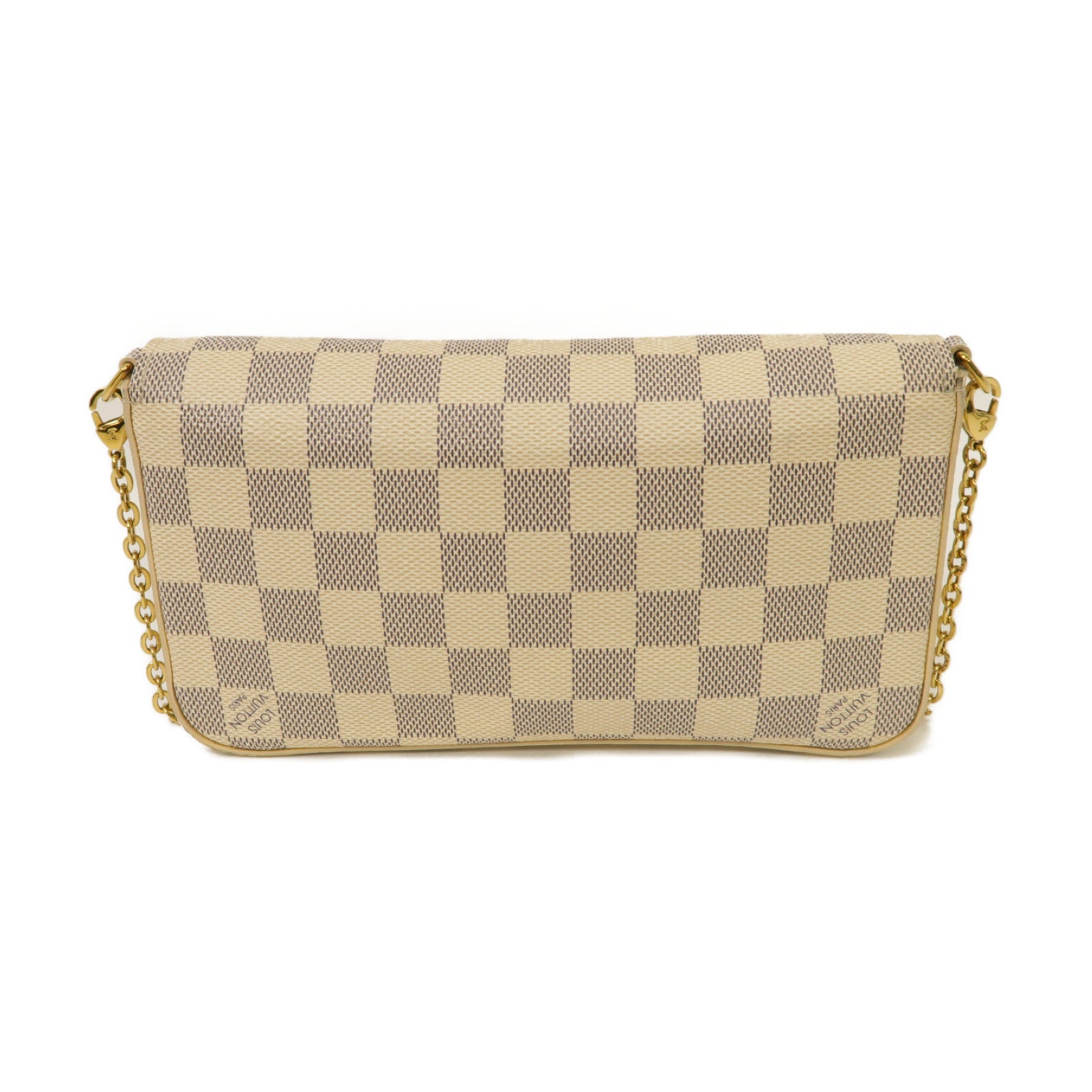 LOUIS VUITTON 【激減優惠】Damier Azur Felicie Pochette金扣鏈帶肩背袋白色