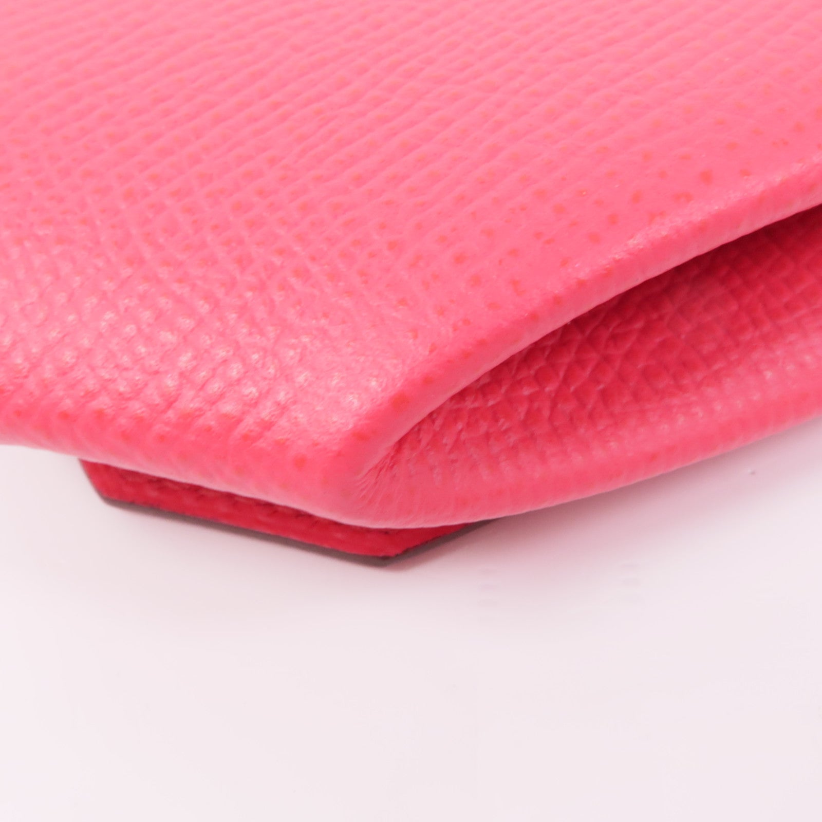HERMES PHW Coin Case Calfskin Leather Red