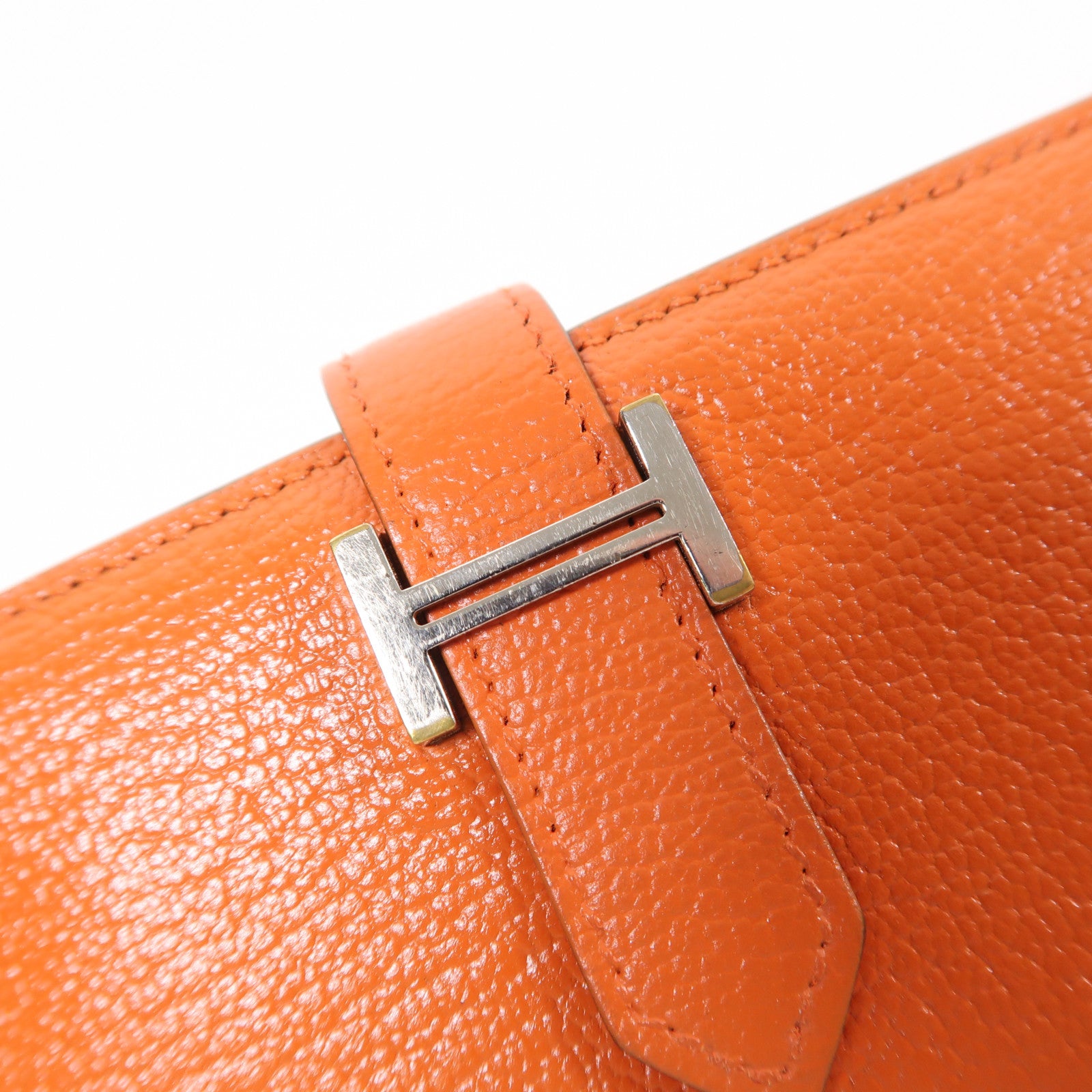HERMES Chevre皮革Bean Long Wallet銀扣長錢包