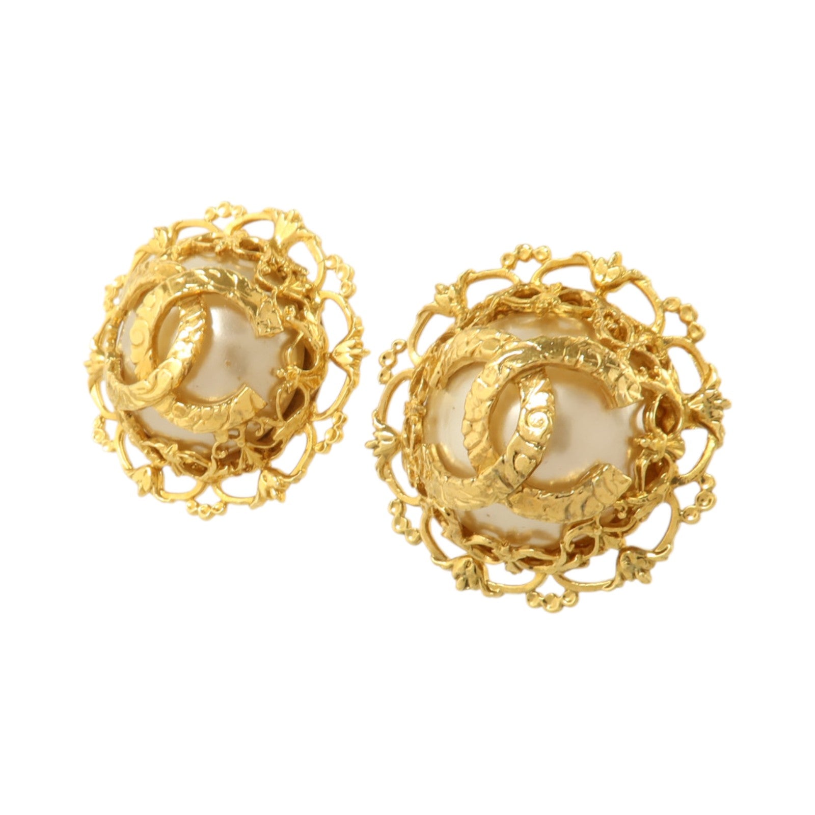 CHANEL 金屬/PVC Earrings金扣耳環
