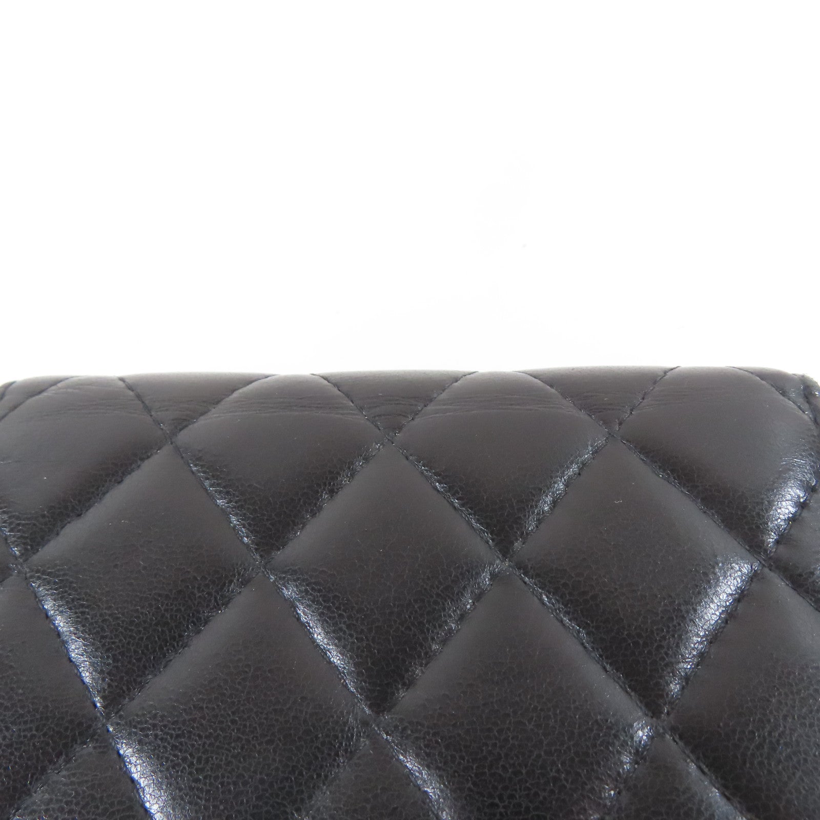 CHANEL 菱格羊皮皮革Card Case銀扣卡片套黑色