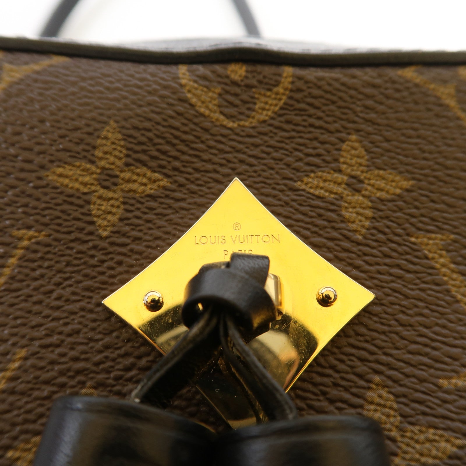 LOUIS VUITTON Monogram Saintonge金扣手挽袋棕色