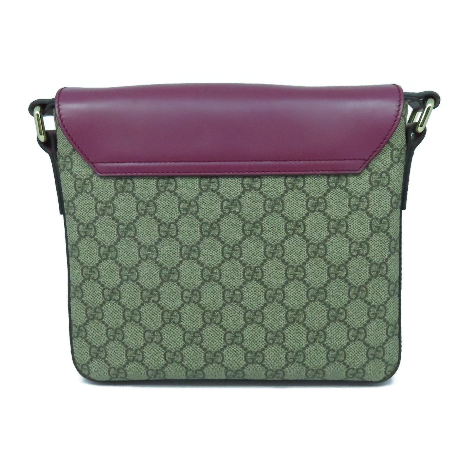 GUCCI 【激減優惠】塗層帆布/牛皮皮革Shoulder Bag金扣肩背袋啡色/紫色