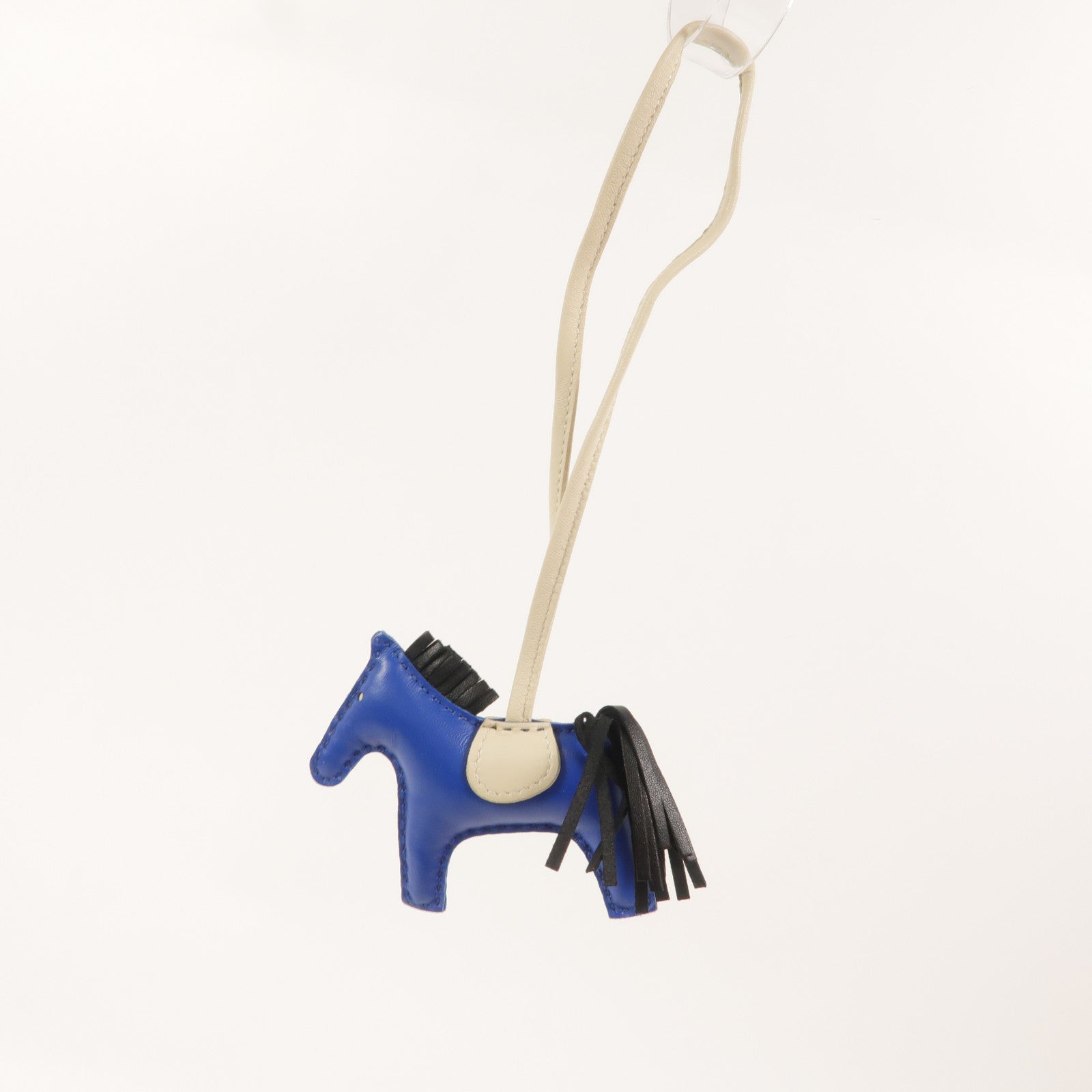 HERMES Milo皮革Rodeo PM掛飾Bleu France/Noir