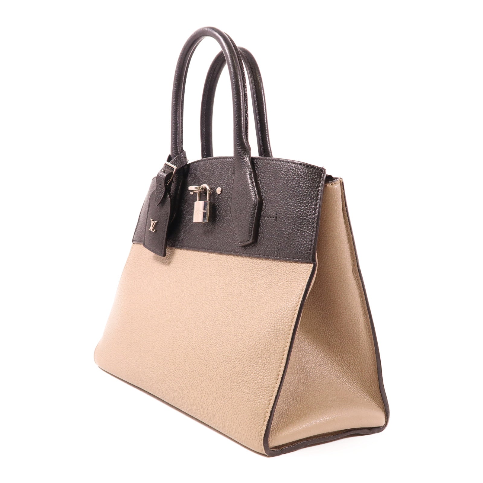 LOUIS VUITTON Taurillon City Steamer MM銀扣手挽肩背兩用袋