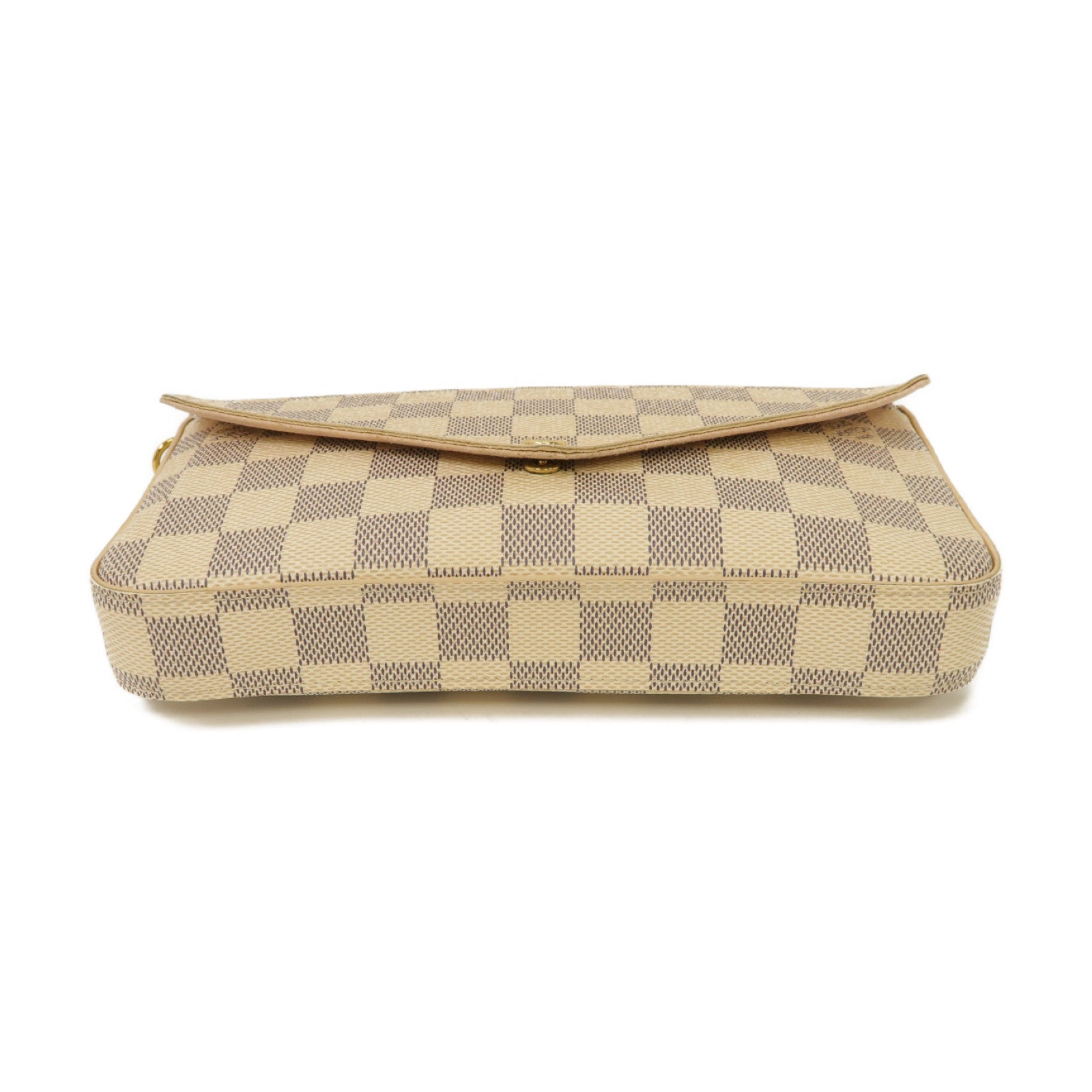 LOUIS VUITTON 【激減優惠】Damier Azur Felicie Pochette金扣鏈帶肩背袋白色