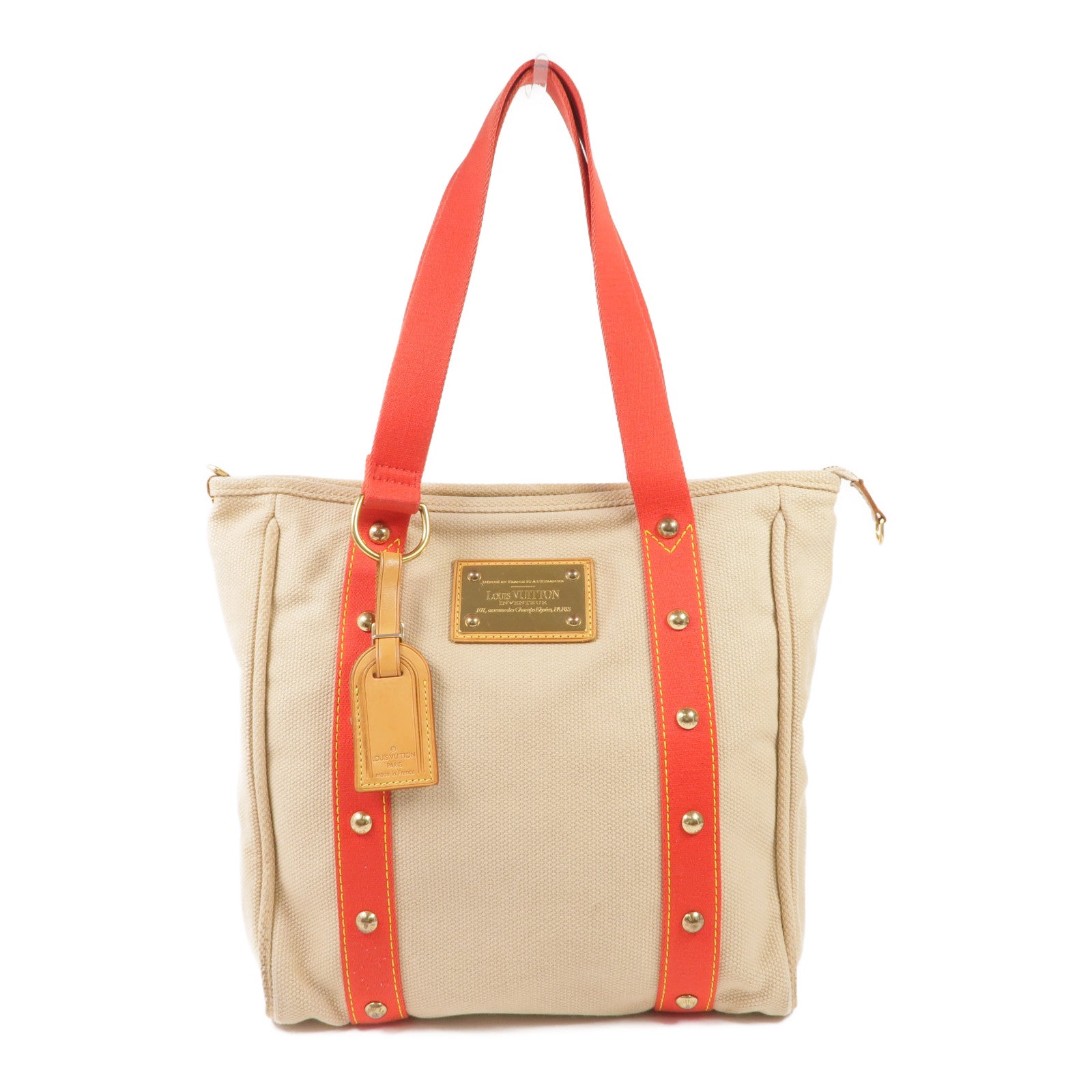 LOUIS VUITTON 帆布Cabas MM金扣手挽袋