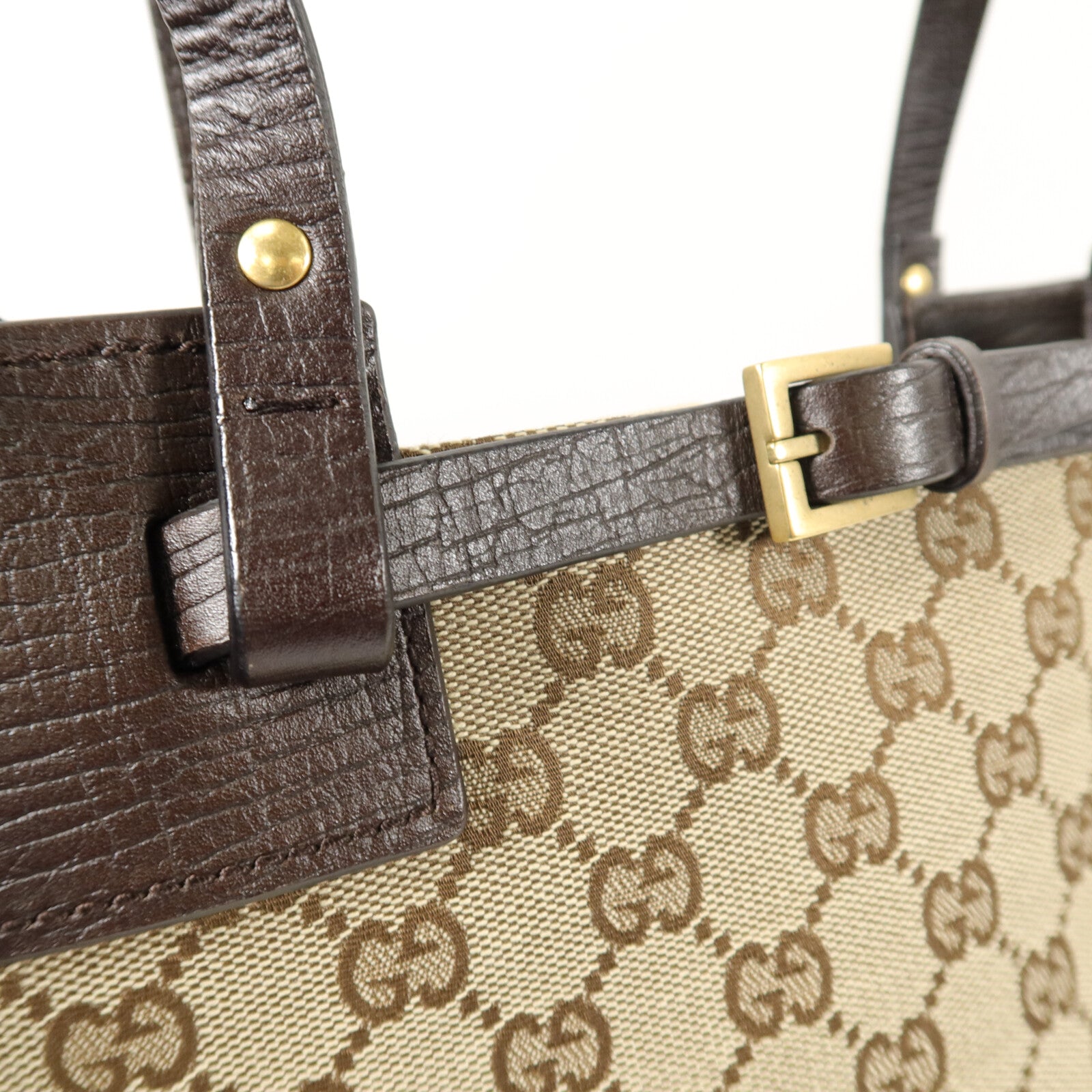 GUCCI 帆布/牛皮皮革Tote Bag手挽袋
