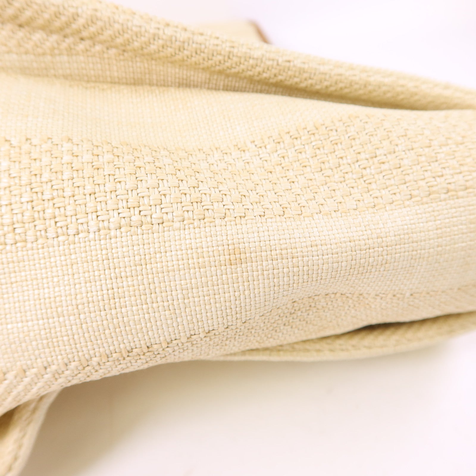 CHANEL 纖維Deauville Tote Bag金扣鏈帶肩背袋