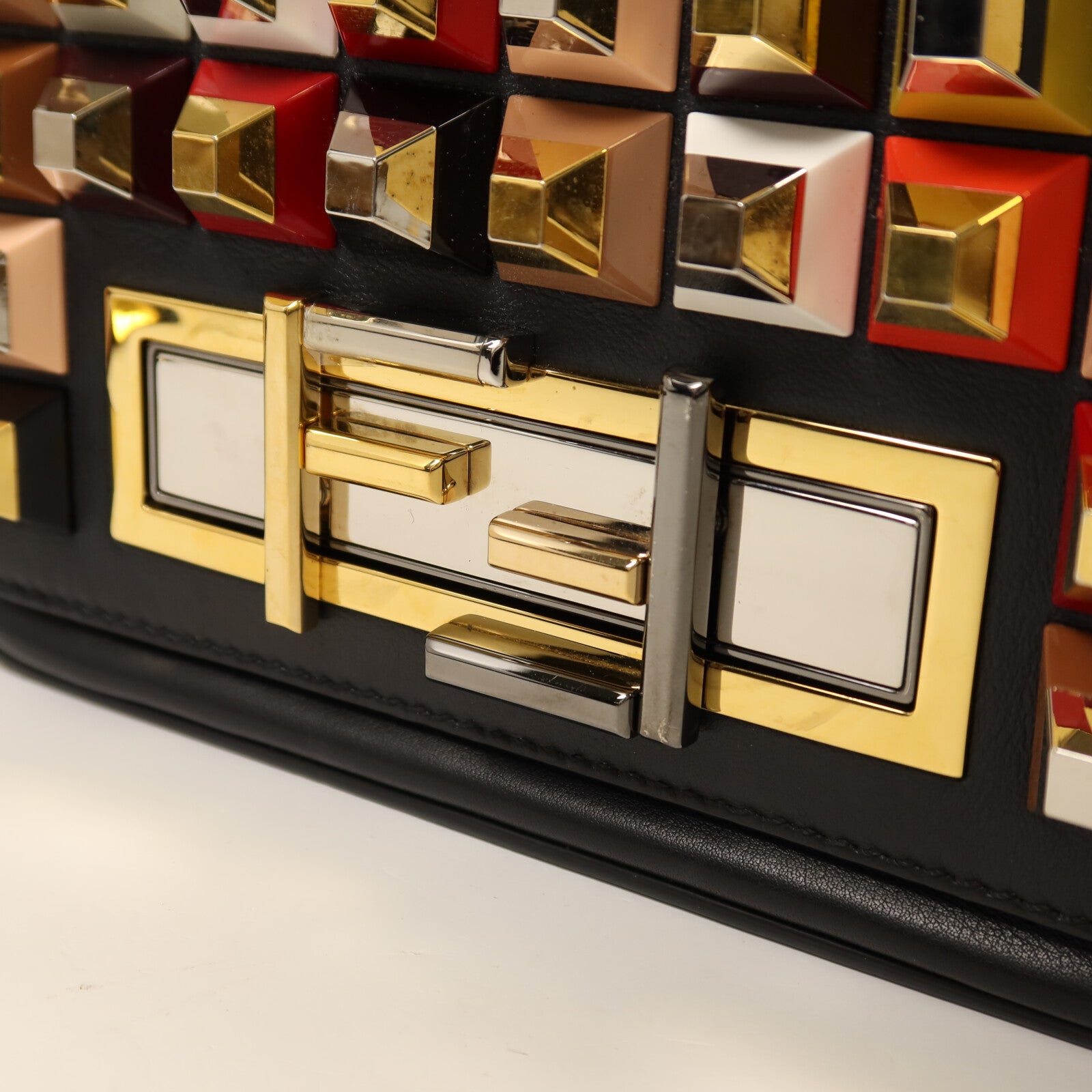 FENDI 牛皮皮革3 Baguette Squared鏈帶手挽肩背兩用袋