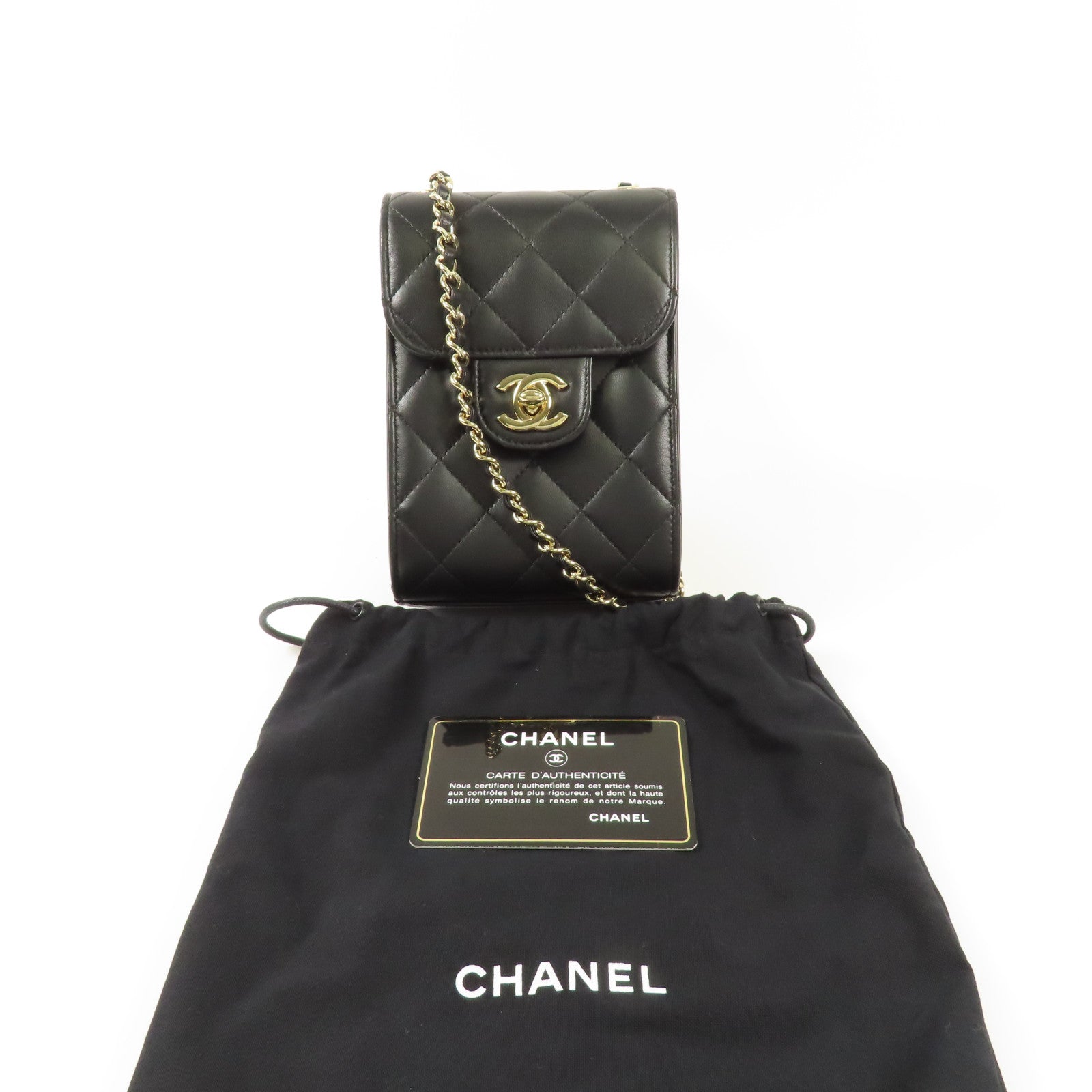 CHANEL 牛皮皮革Chain Shoulder金扣鏈帶肩背袋