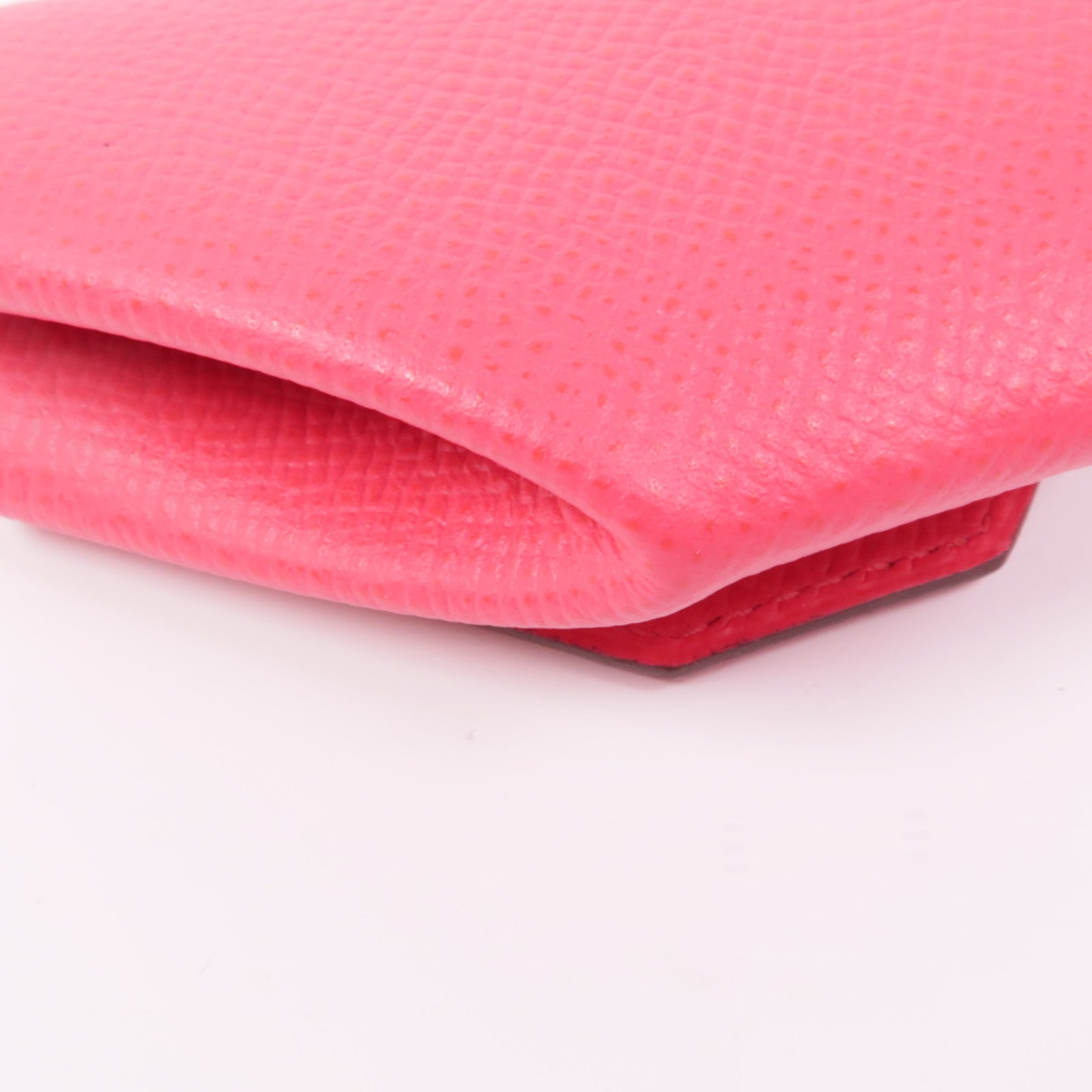 HERMES PHW Coin Case Calfskin Leather Red