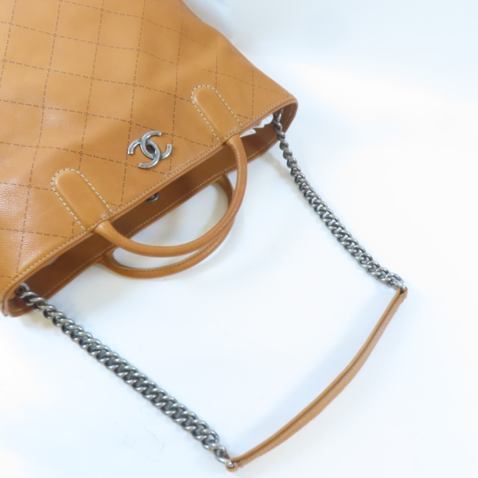 CHANEL 【激減優惠】菱格牛皮皮革2 Way Shoulder Bag手挽肩背兩用袋啡色