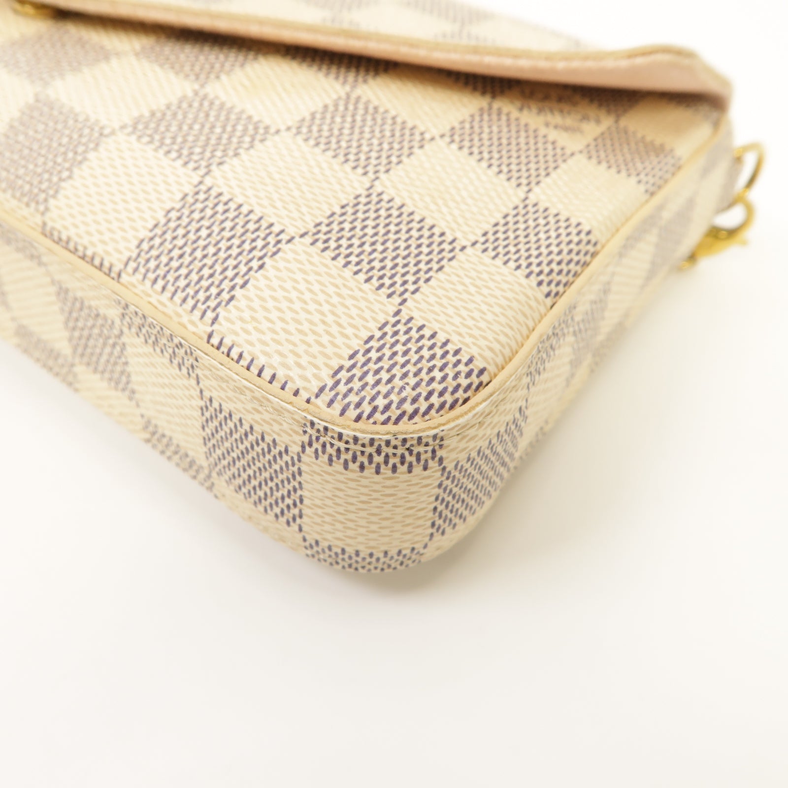 LOUIS VUITTON 【激減優惠】Damier Azur Felicie Pochette金扣鏈帶肩背袋白色