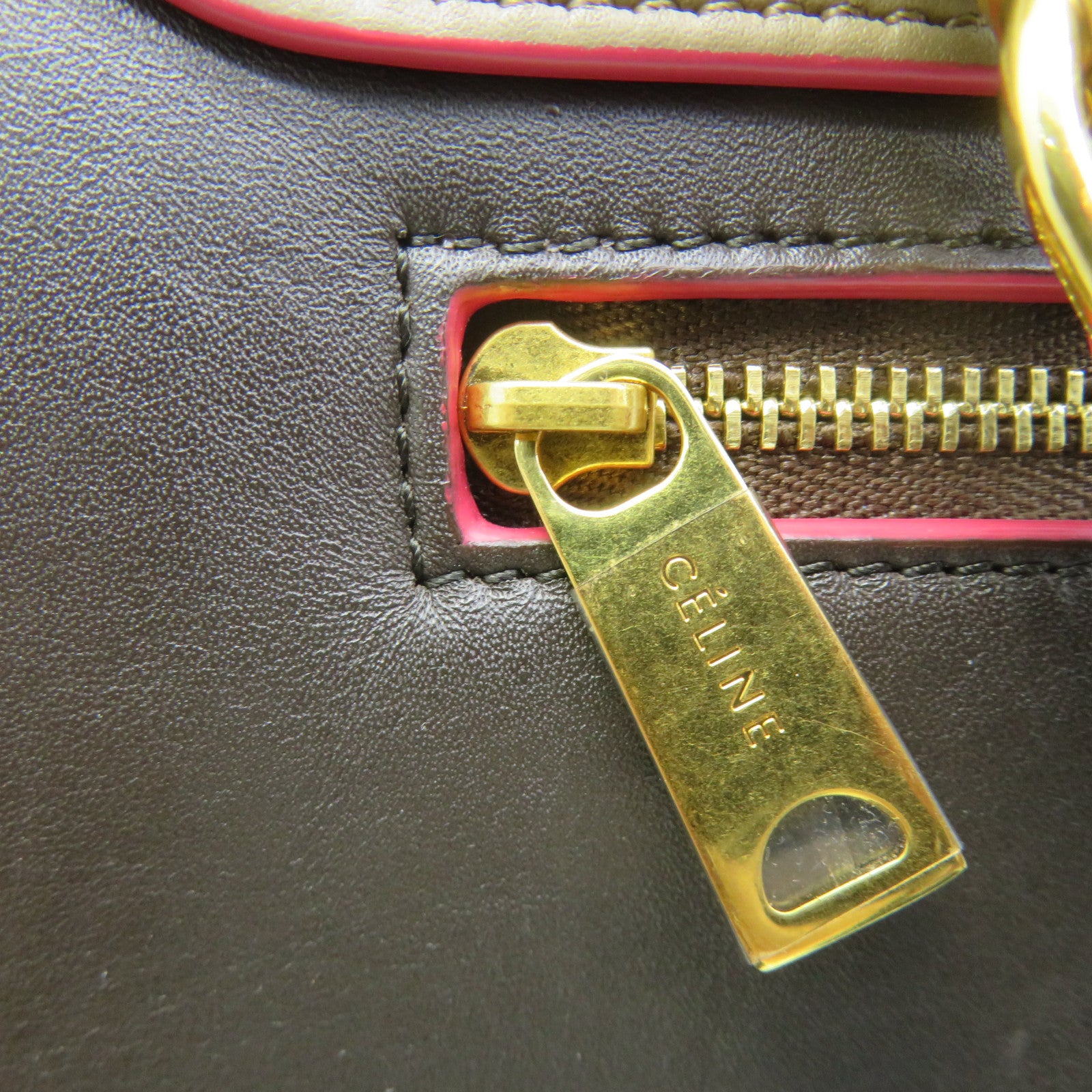 CELINE 牛皮皮革Traprze Small 2Way Shoulder Bag手挽肩背两用袋啡色